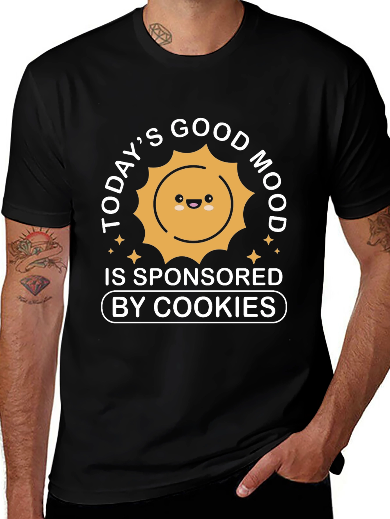 Variant 9 of Today's Good Mood Sponsored by Cookies Black T-Shirt