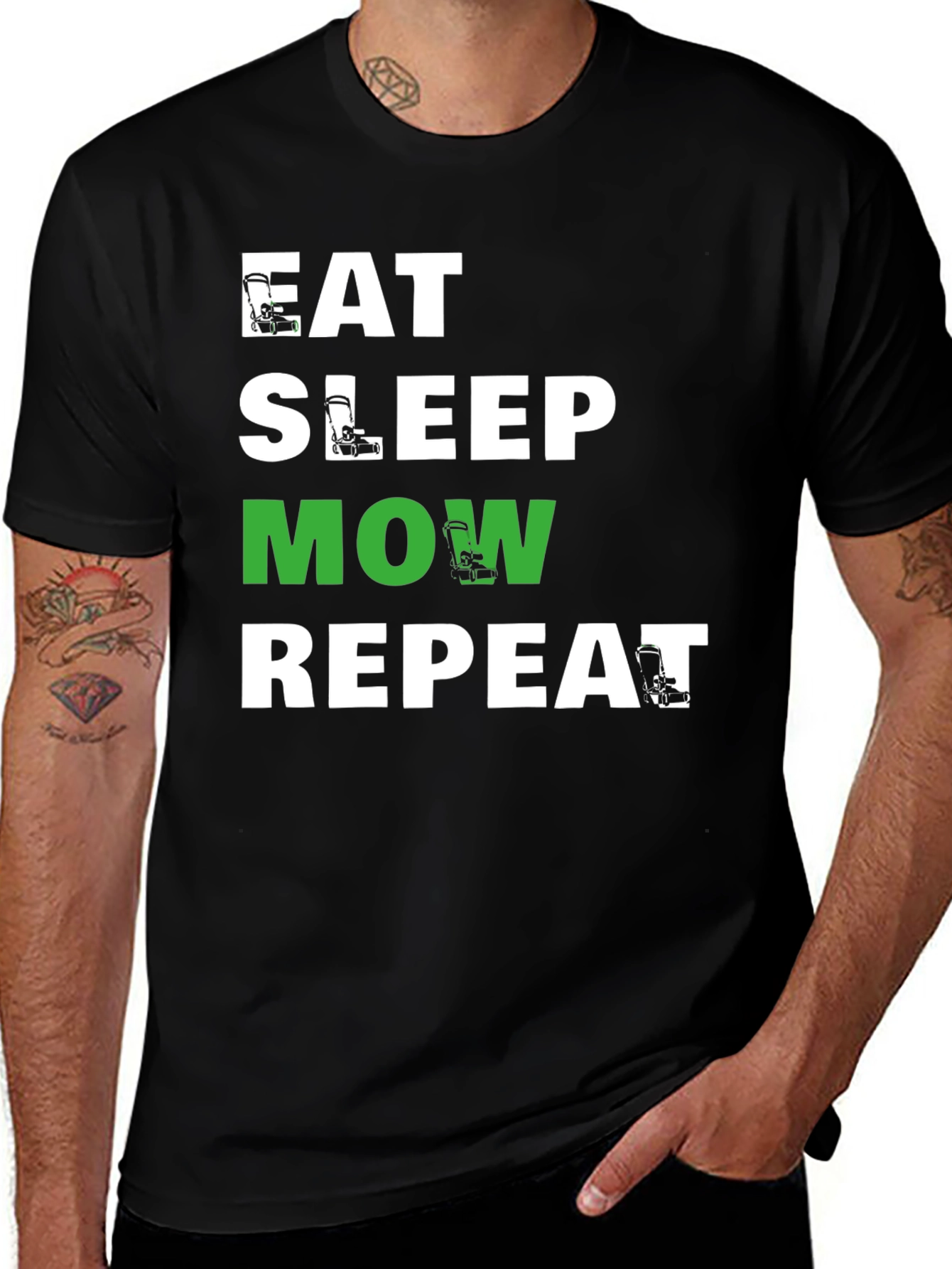 Eat Sleep Mow Repeat Graphic Tee
