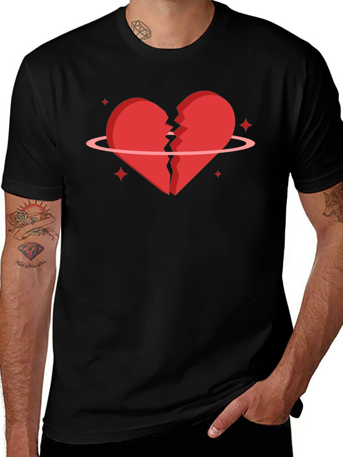 Variant 29 of Broken Heart Planet Graphic Tee - Trendy Casual Style