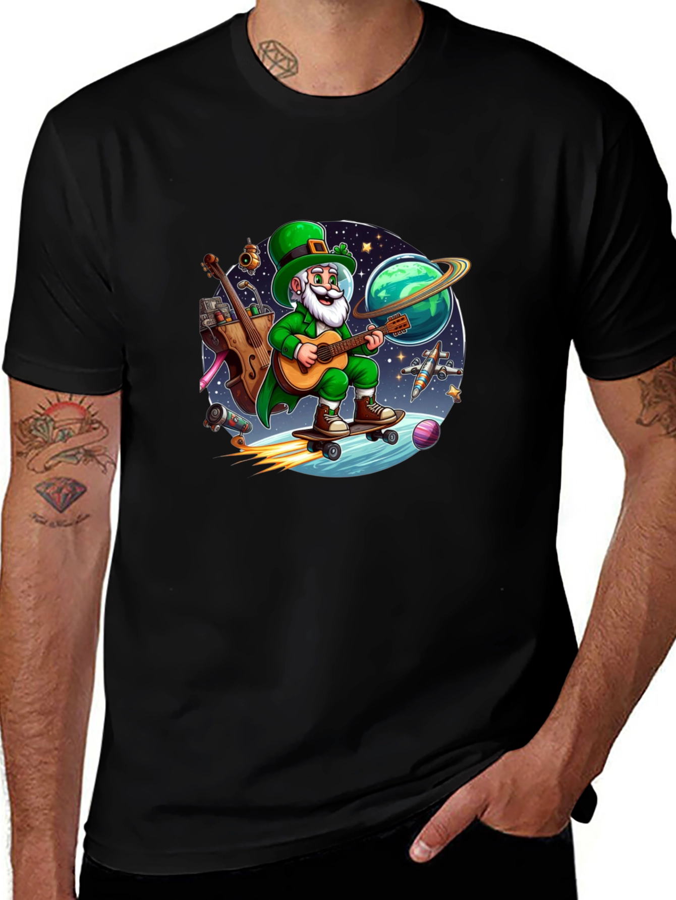 Variant 19 of Lucky Leprechaun Space Traveler T-Shirt