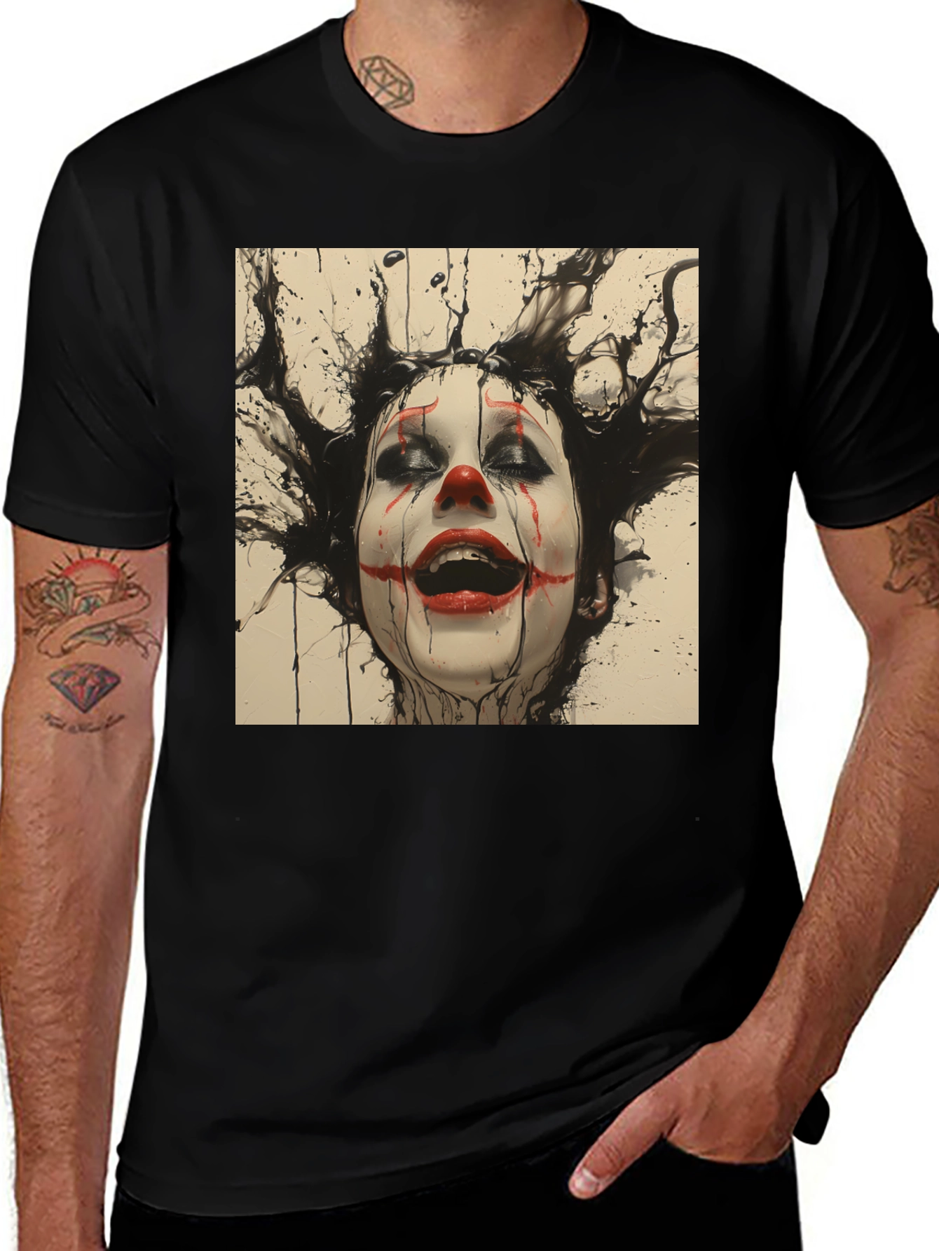 Variant 24 of Clown Graphic Black T-Shirt