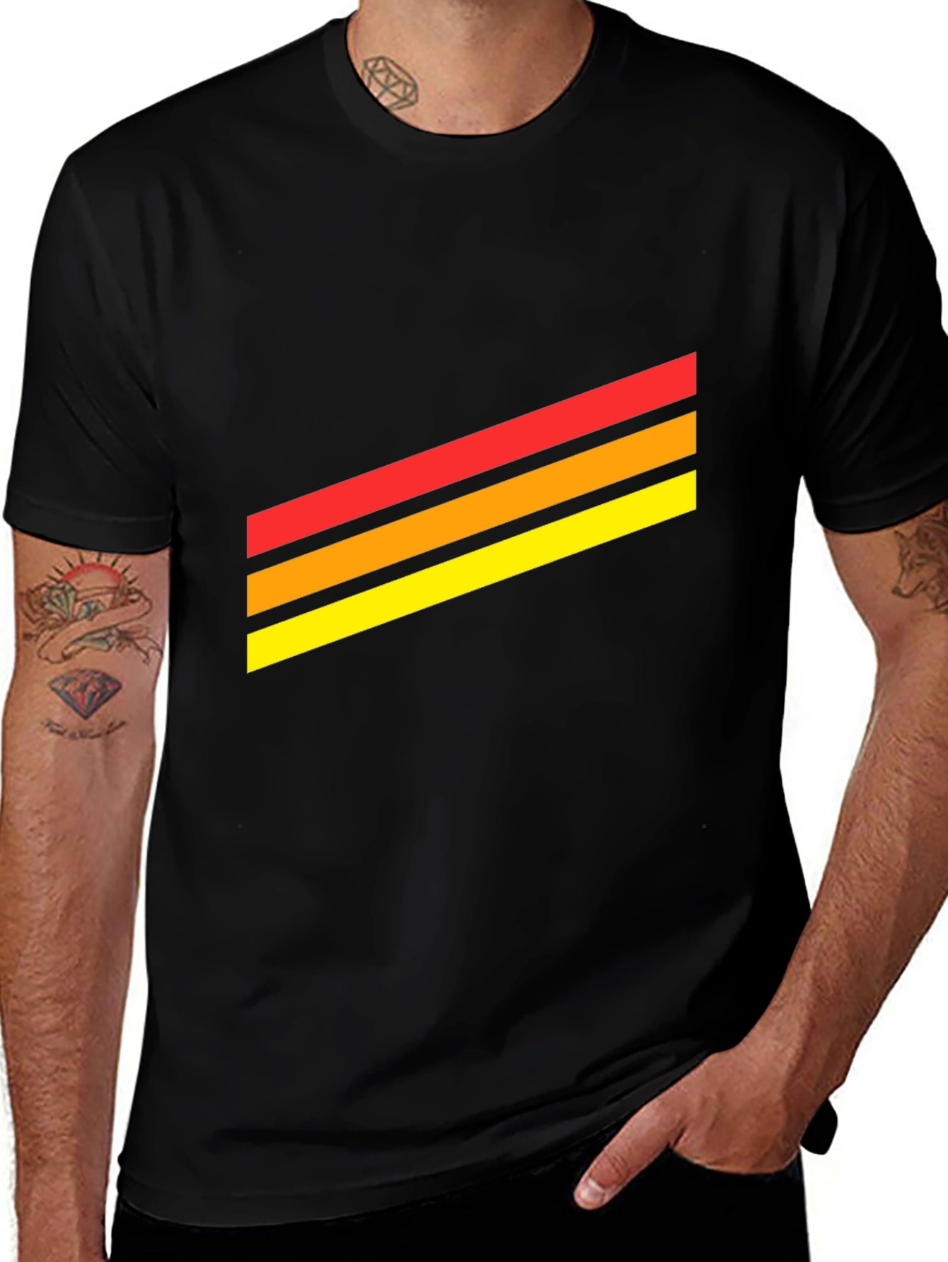 Retro Stripe Graphic Tee - Black