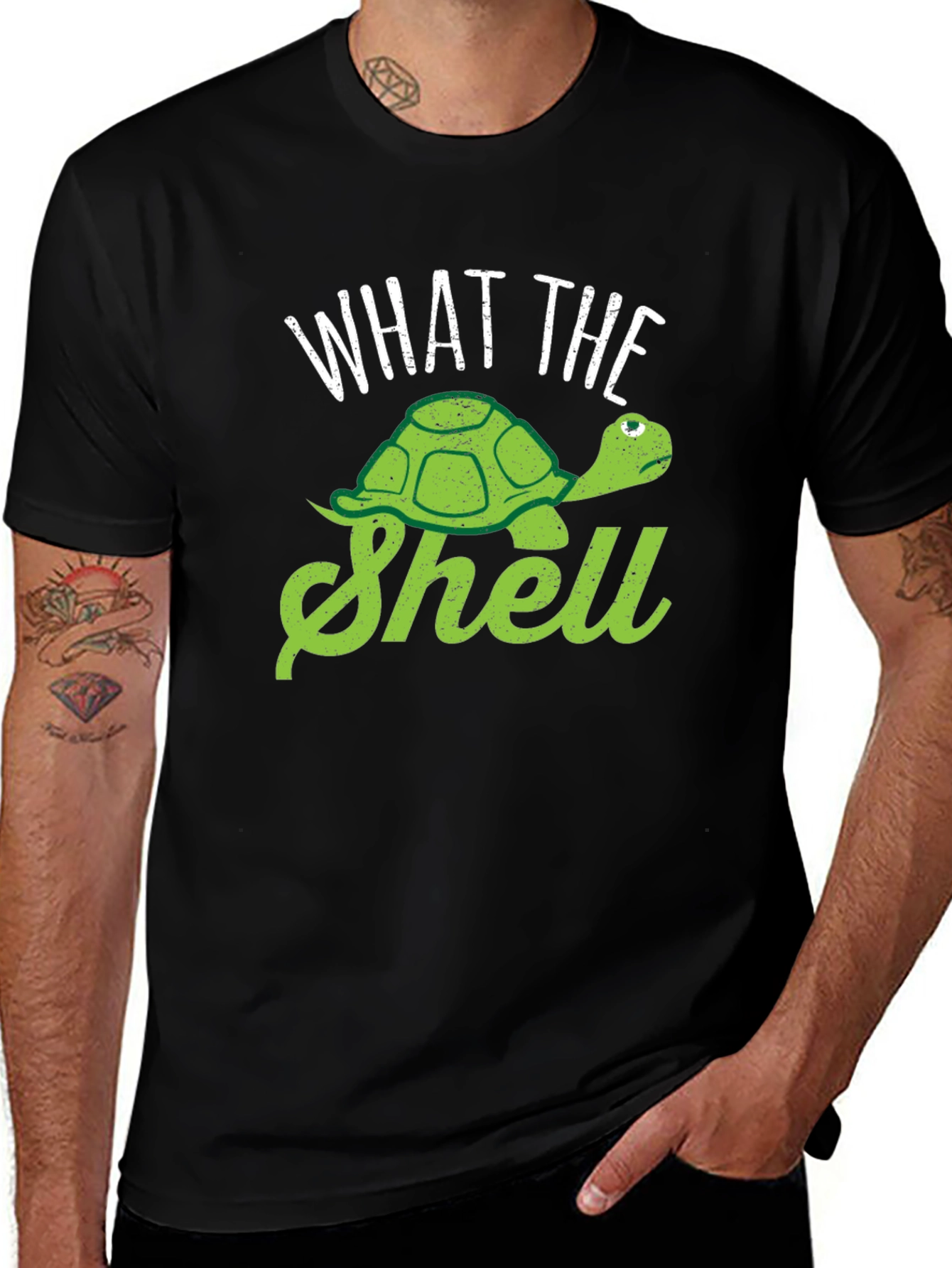 Variant 19 of What the Shell Turtle Graphic Tee - Black T-Shirt