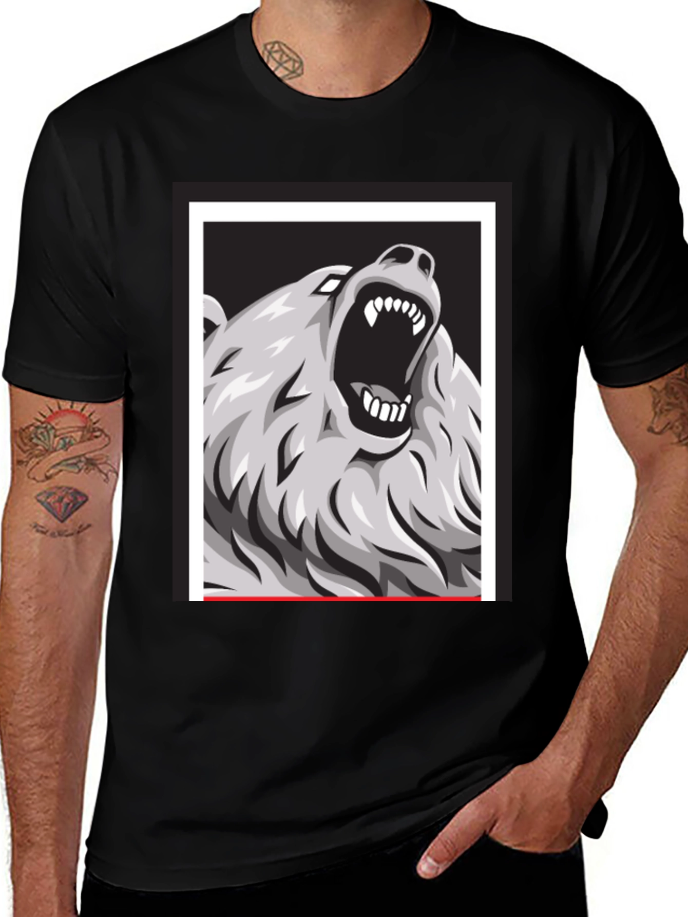 Variant 20 of Bear Graphic Print Black Tee