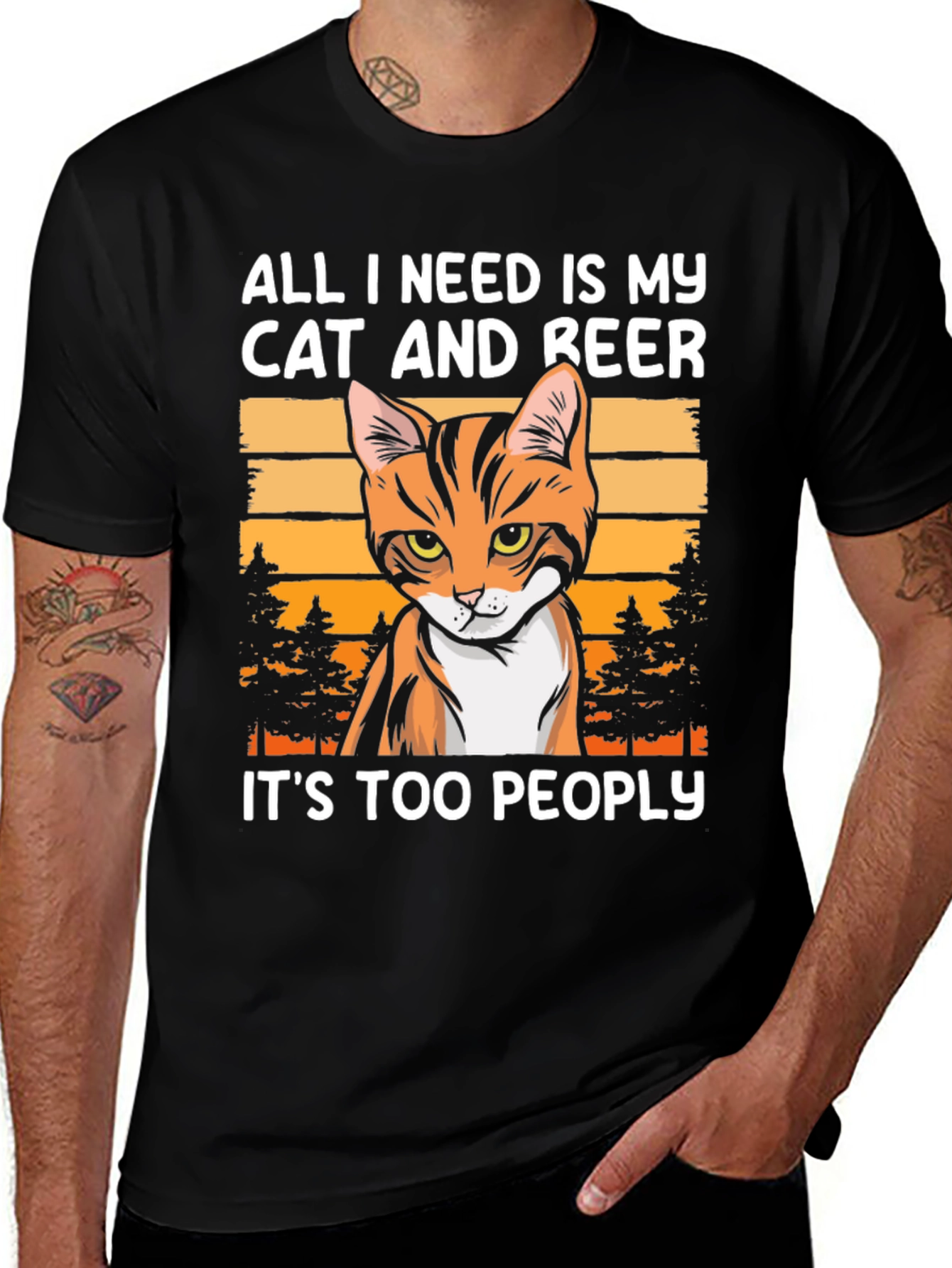 Variant 26 of Cat and Beer T-Shirt: Introvert Humor Tee