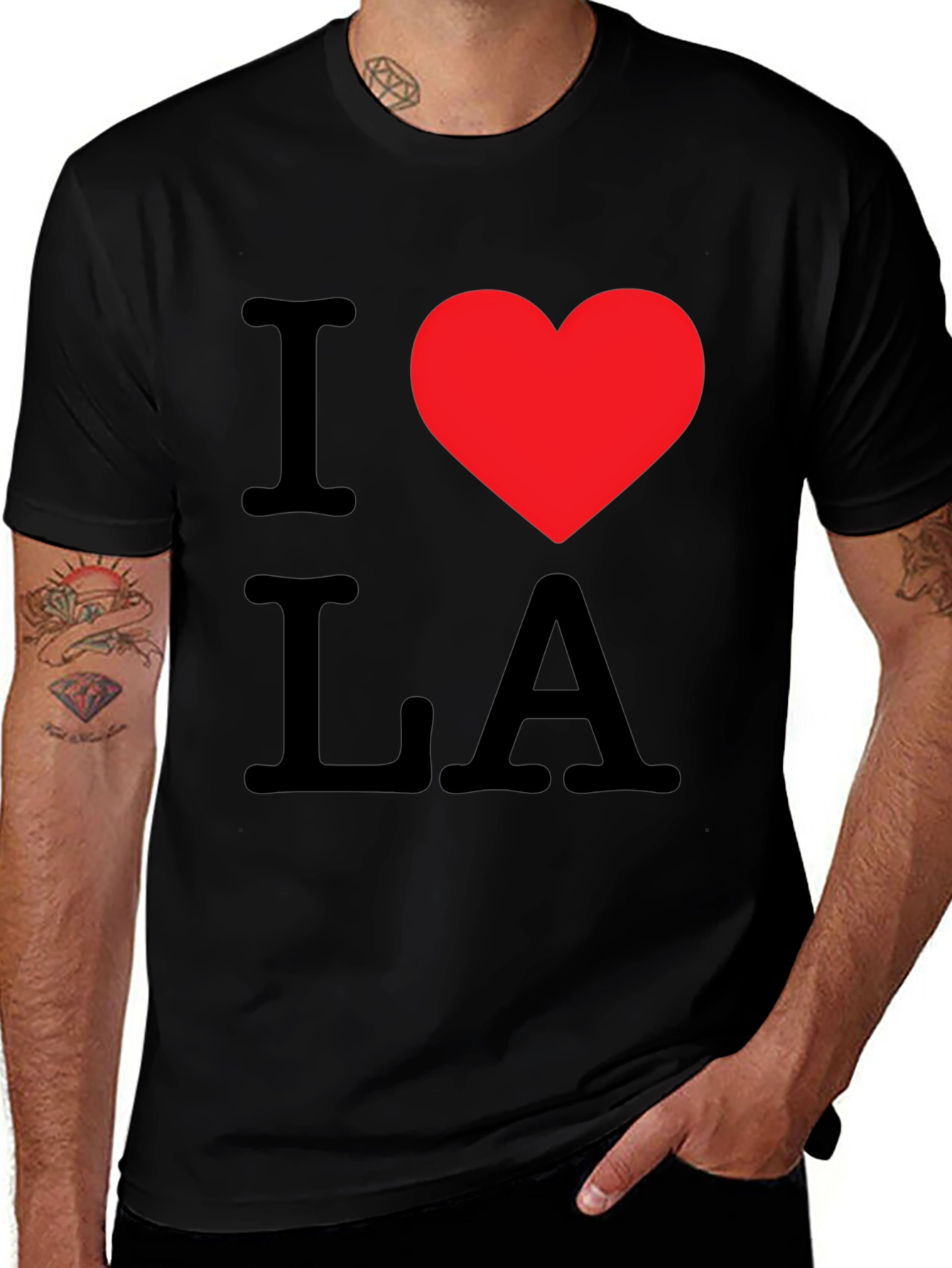 Variant 29 of I Love LA Black T-Shirt - Men's Fashion Tee