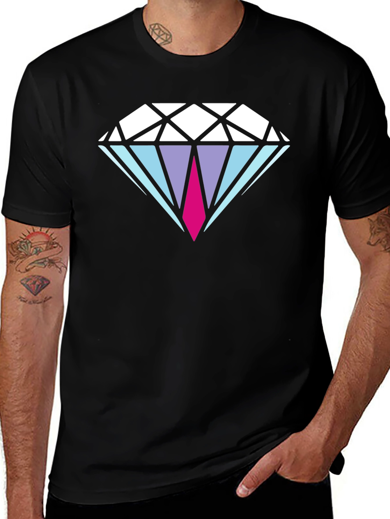 Variant 18 of Diamond Graphic Men's Black T-Shirt