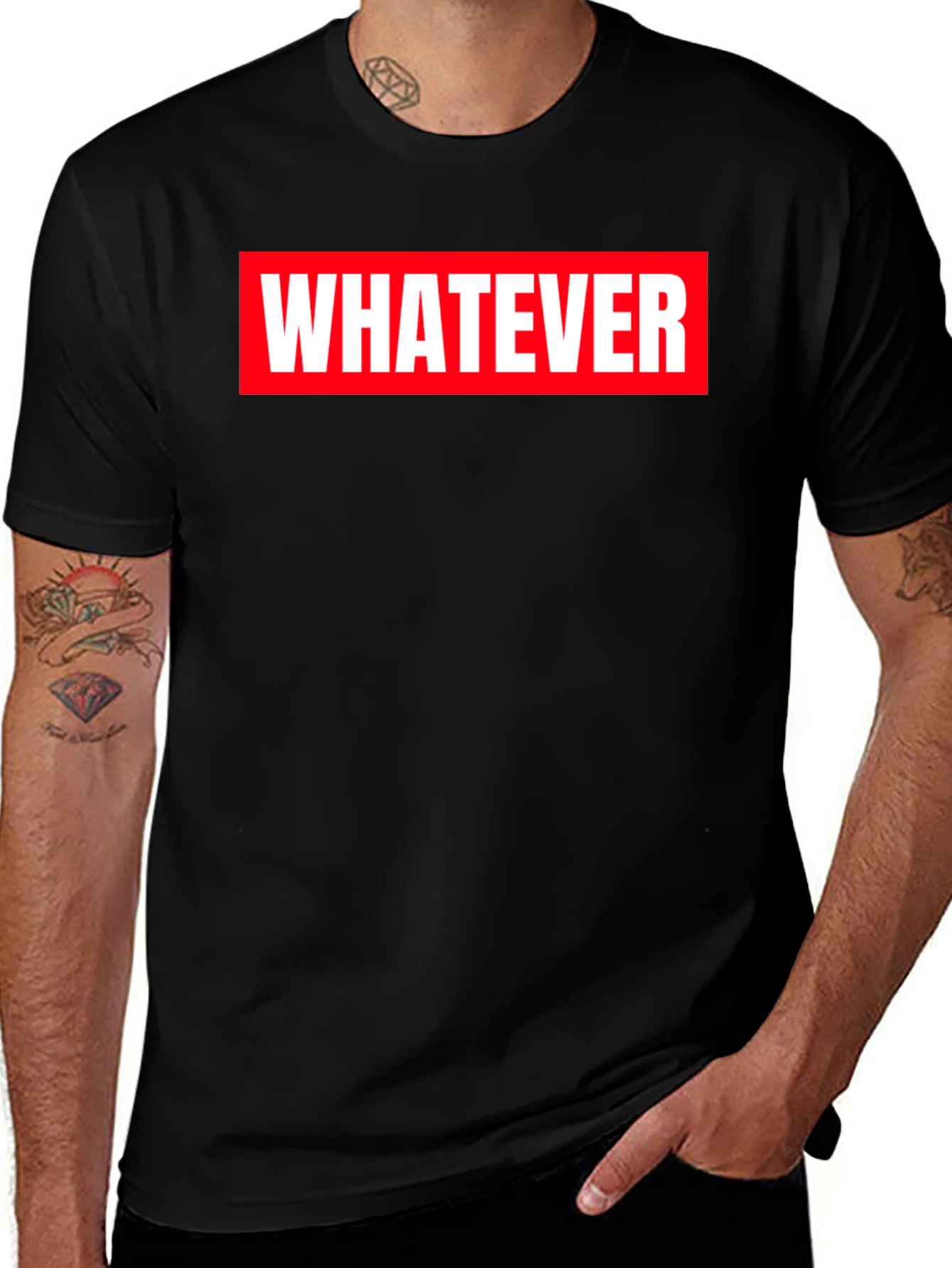 Variant 16 of Whatever Graphic Tee - Black Casual T-Shirt