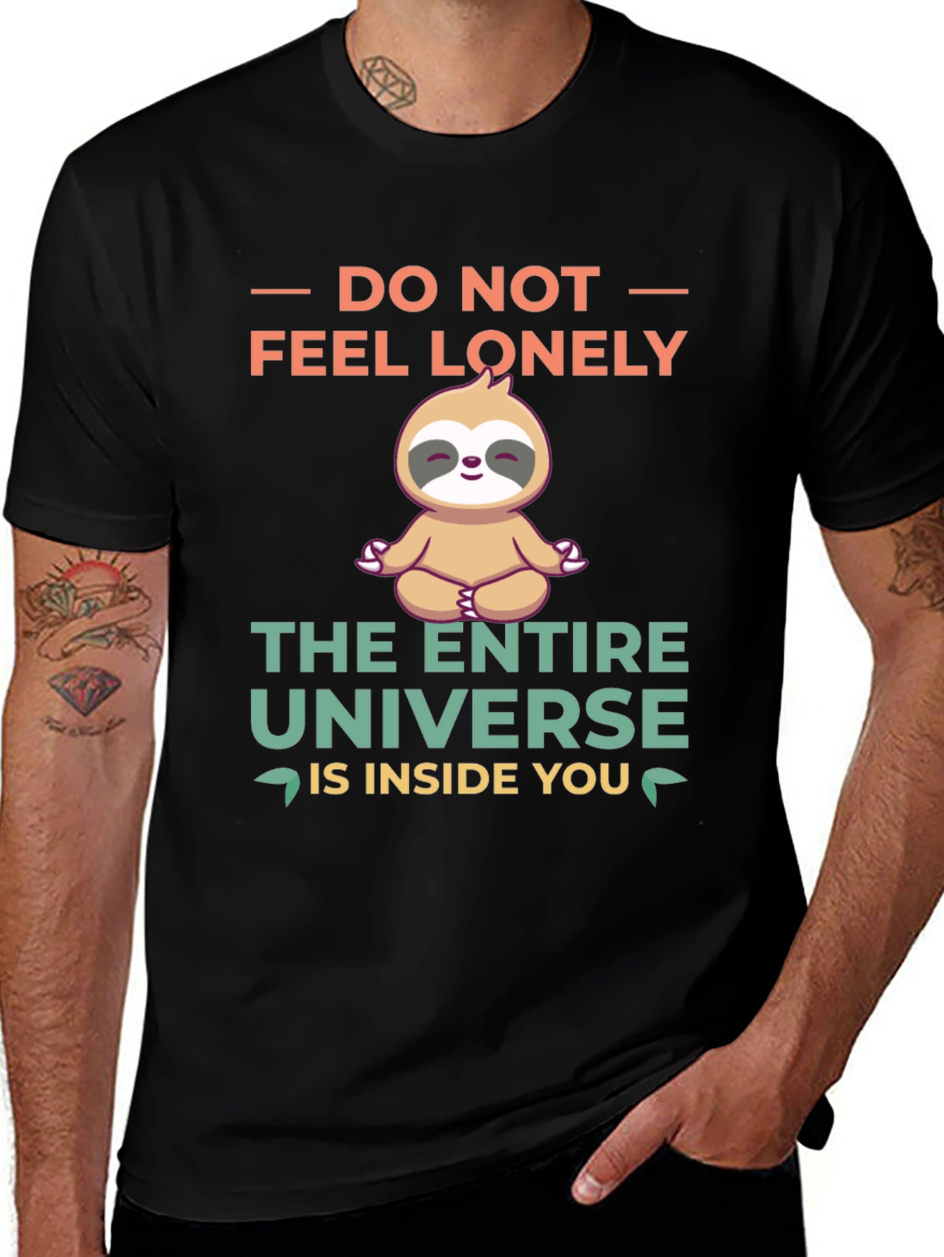 Variant 15 of Meditating Sloth T-Shirt - Do Not Feel Lonely