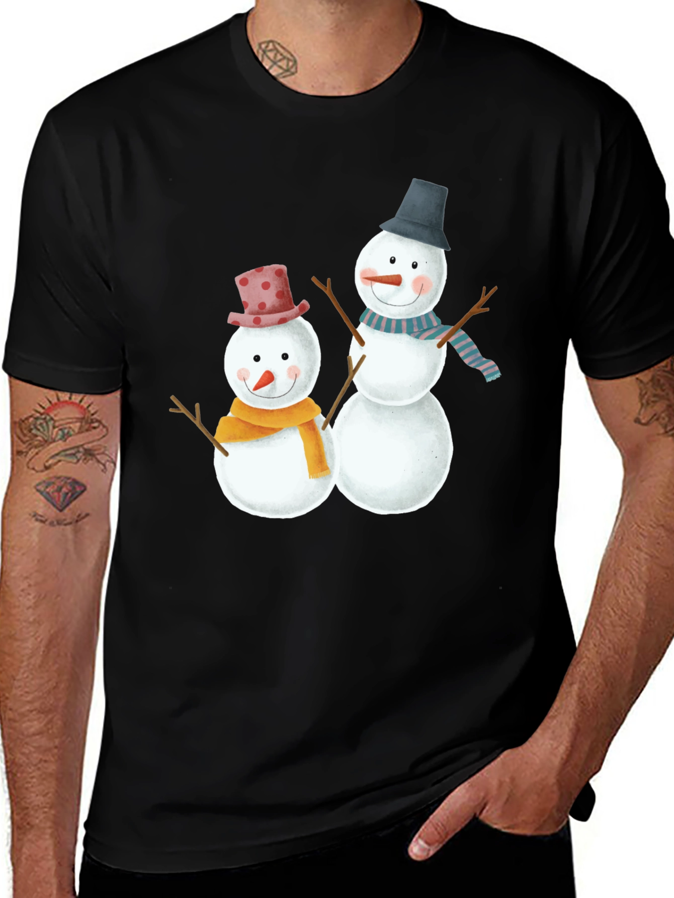 Variant 21 of Festive Snowman Graphic Tee - Holiday Cheer