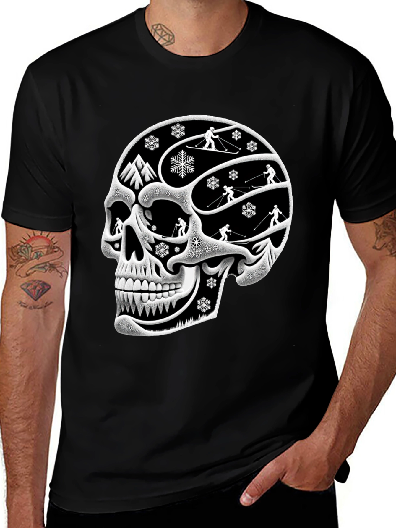 Variant 5 of Ski Skull Graphic Tee - Winter Sport T-Shirt