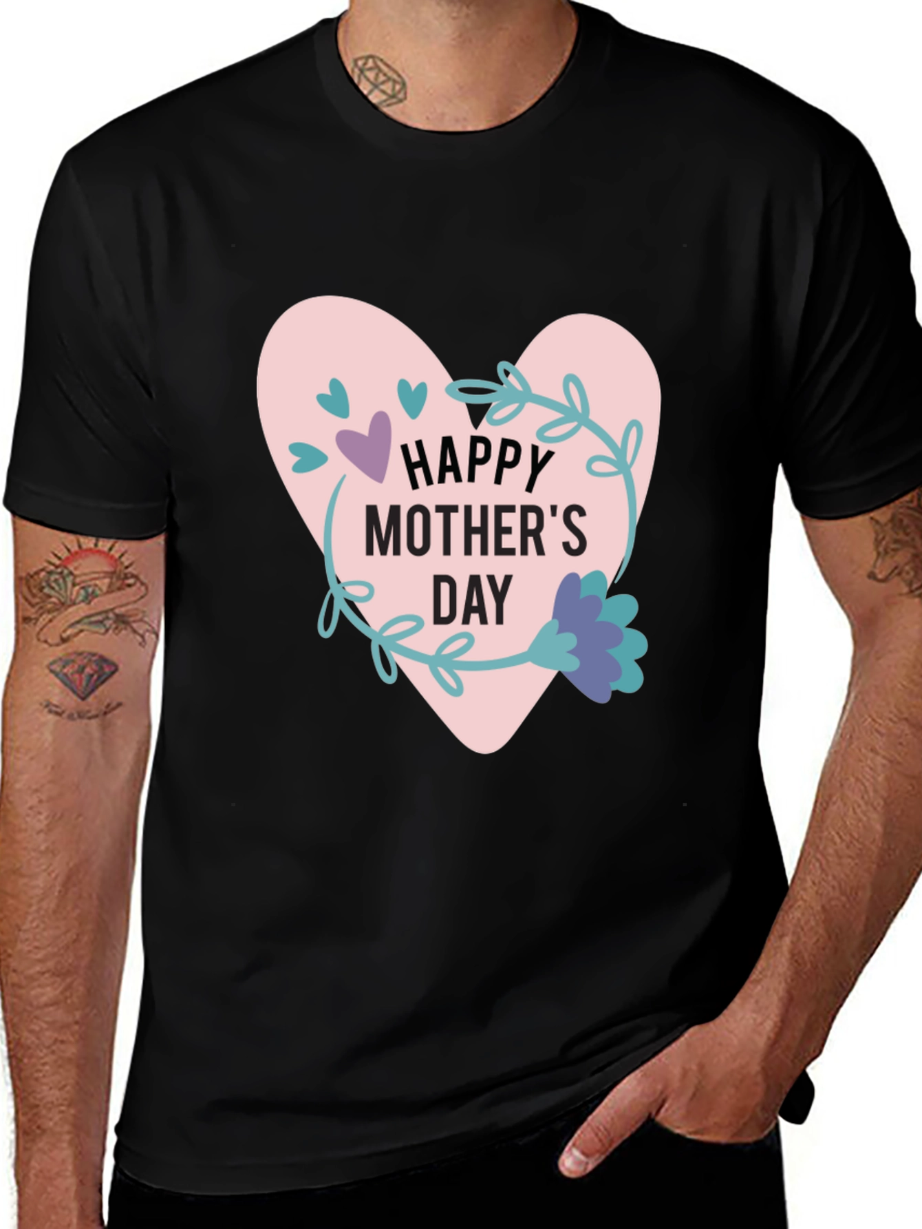 Happy Mother's Day T-Shirt - Heart Floral Design