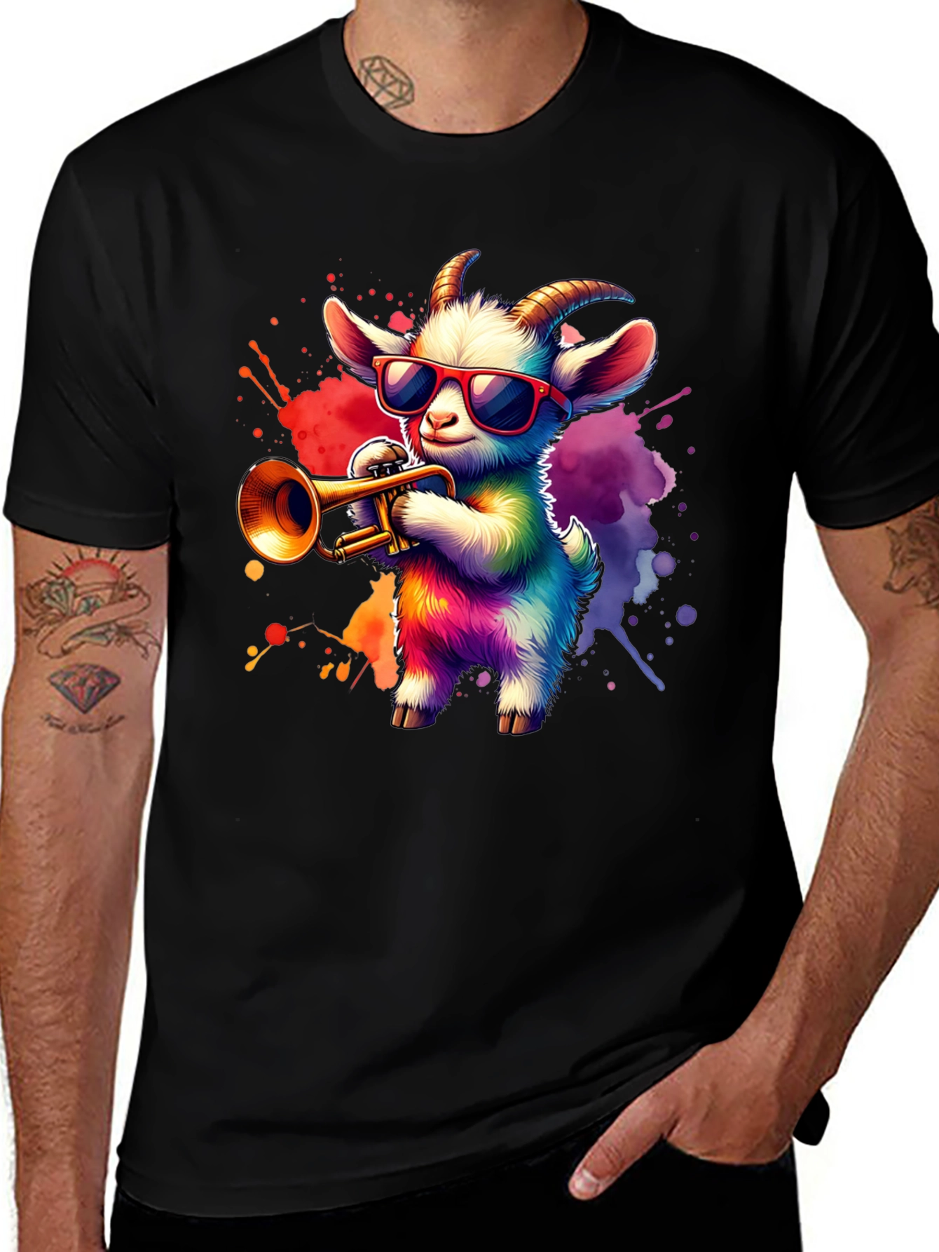 Variant 27 of Goat Trumpet T-Shirt - Colorful Music Tee