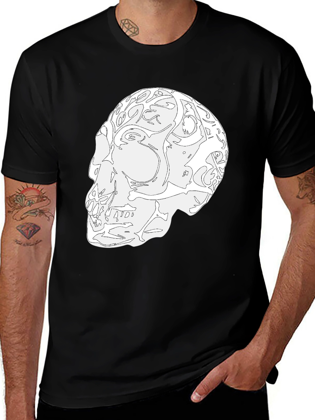 Variant 29 of Skull Graphic Black T-Shirt - Unique Artistic Design