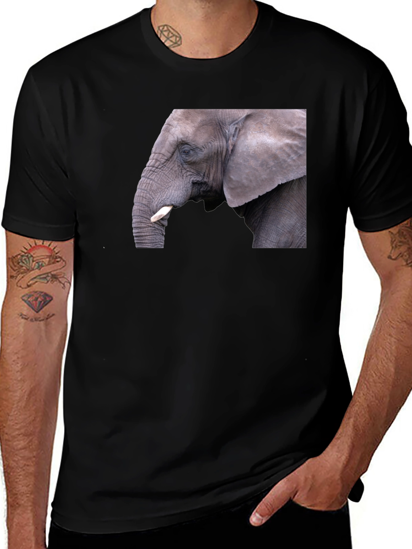 Variant 6 of Elephant Graphic Black T-Shirt