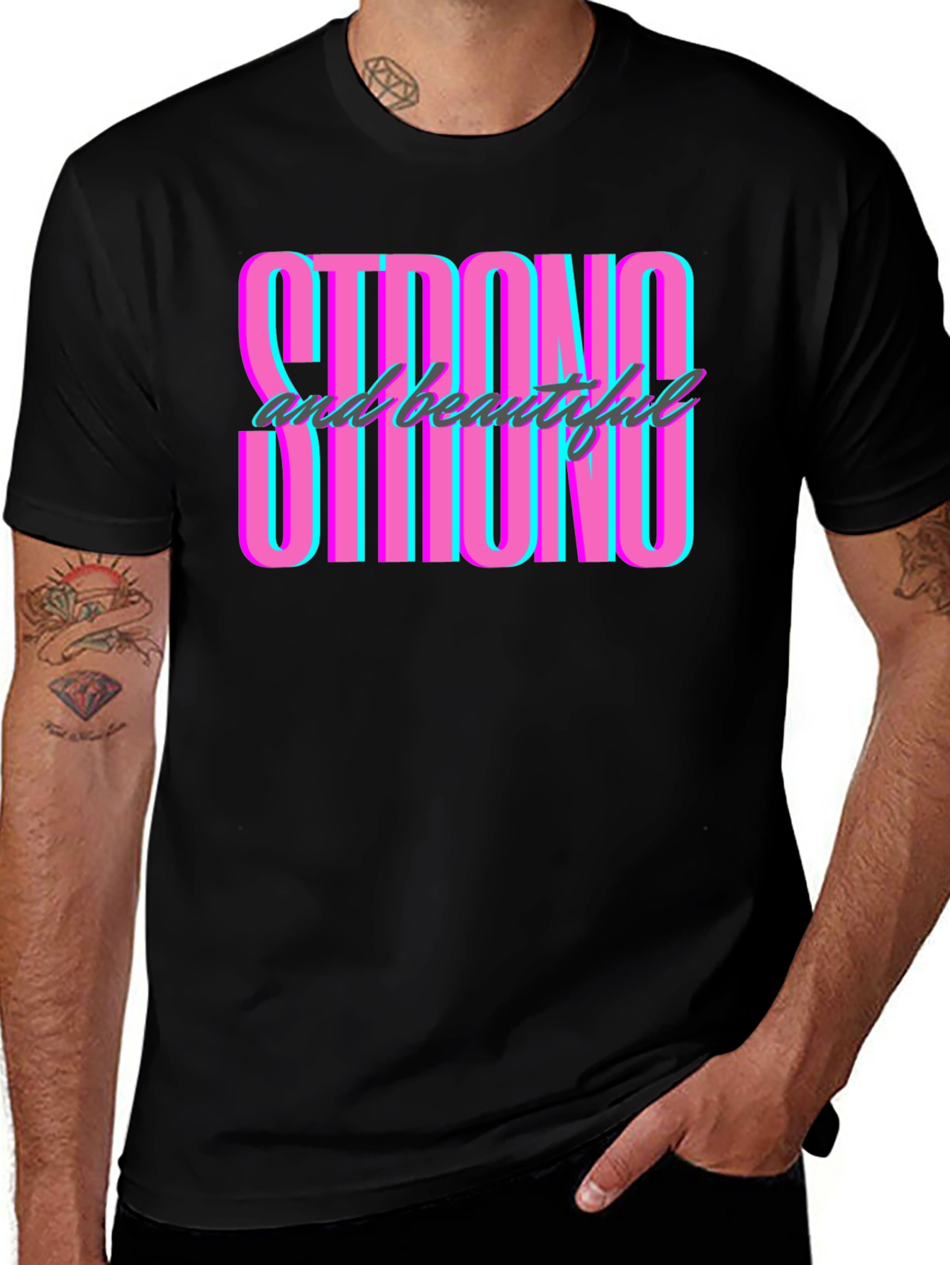 Strong & Beautiful Graphic Tee - Men's Black T-Shirt