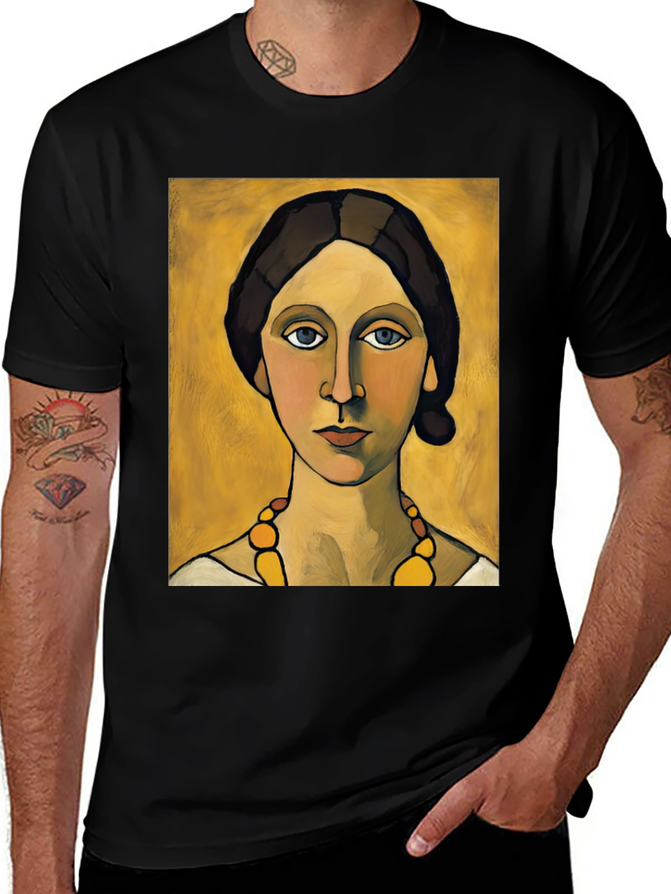 Variant 20 of Woman with Necklace Portrait Graphic T-Shirt