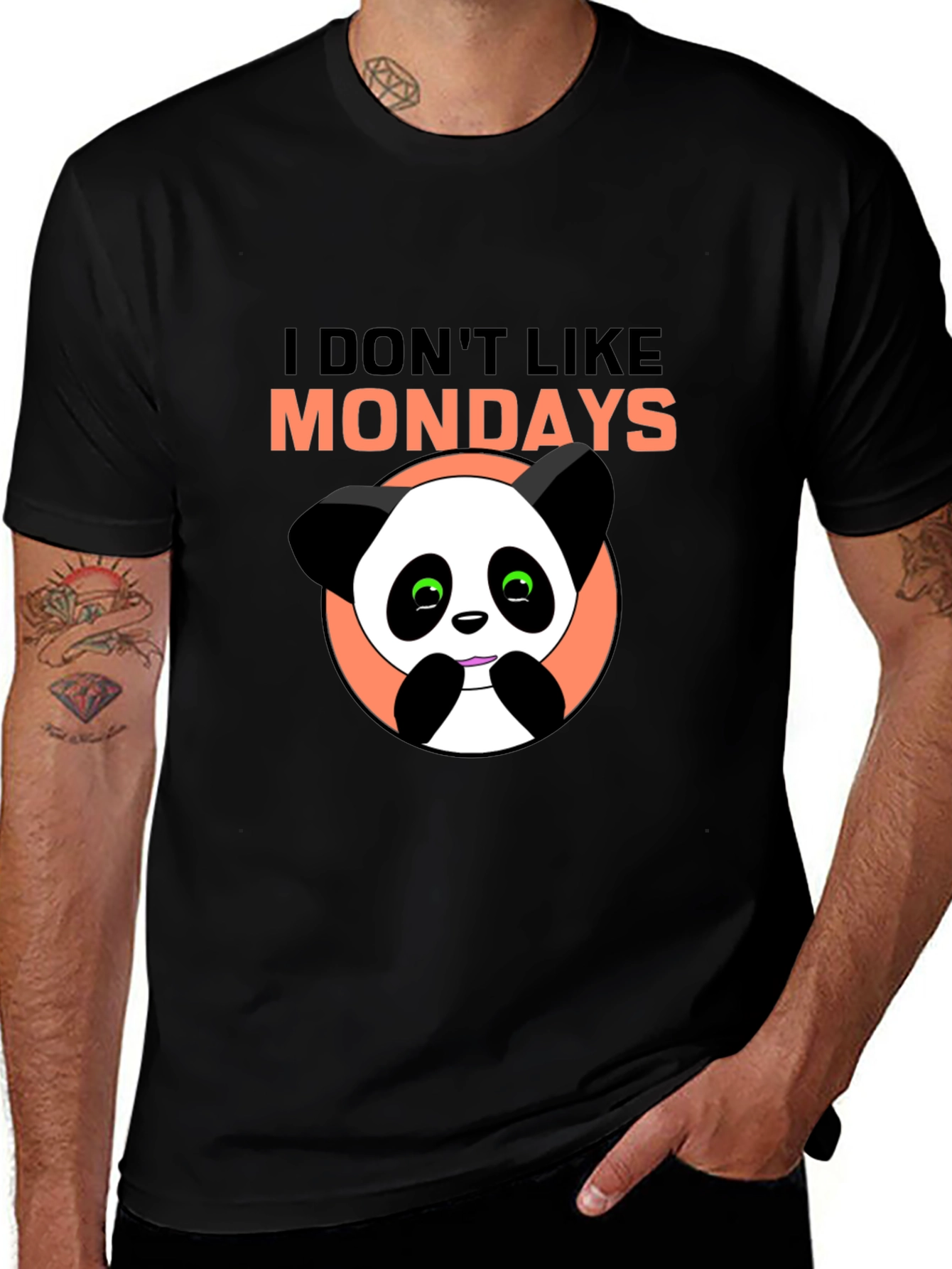 Variant 15 of I Don't Like Mondays Panda Bear Black T-Shirt