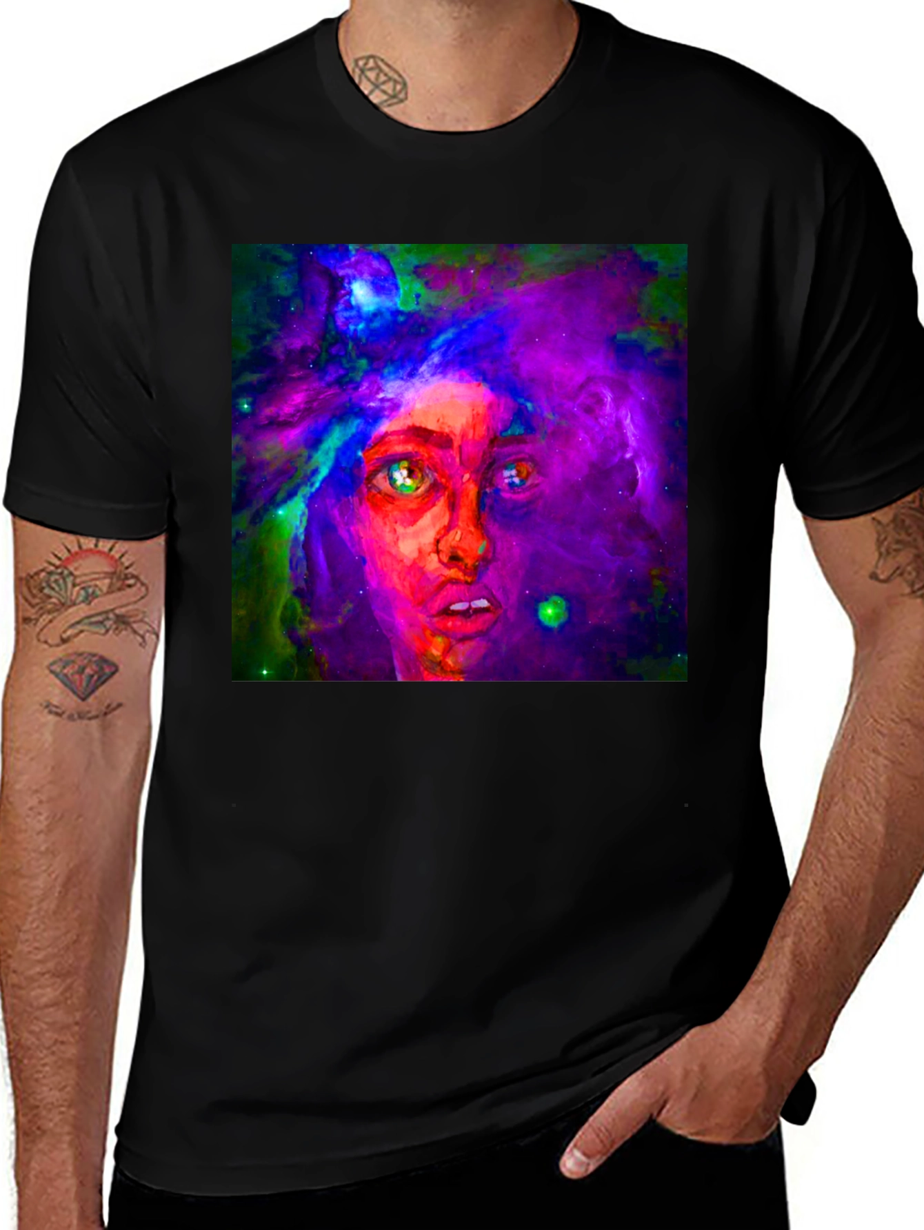 Variant 23 of Nebula Face Graphic Tee - Unique Artistic Design