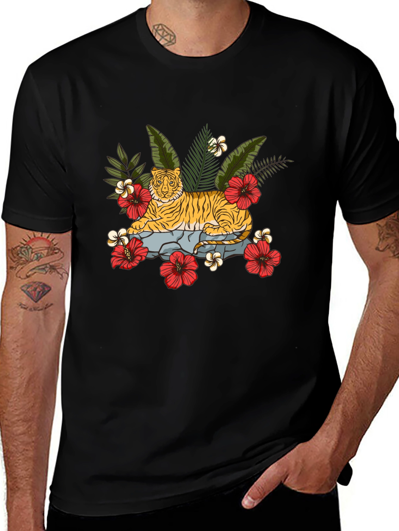 Variant 9 of Tiger Floral Graphic Tee
