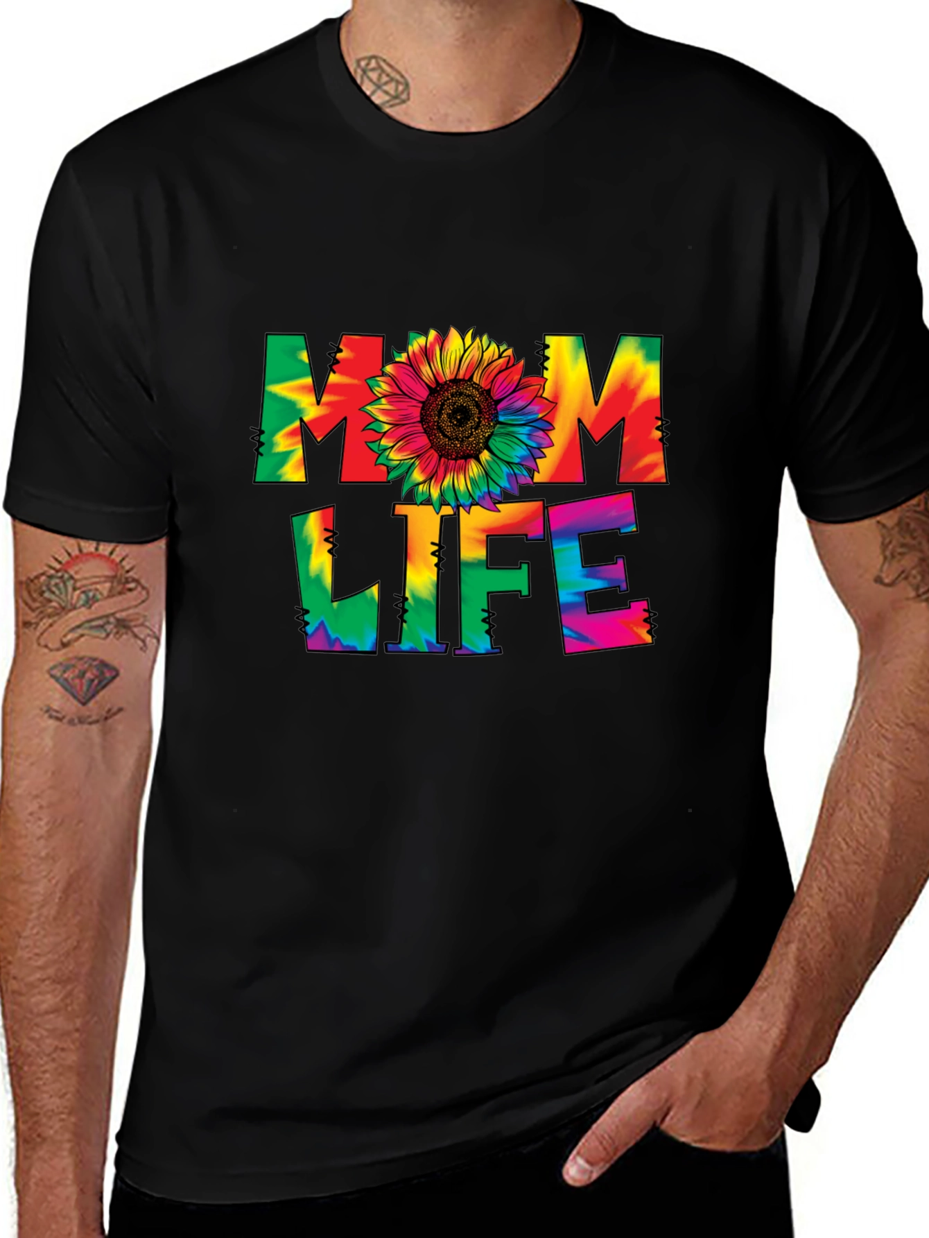 Variant 16 of Mom Life Tie-Dye Sunflower Graphic Tee