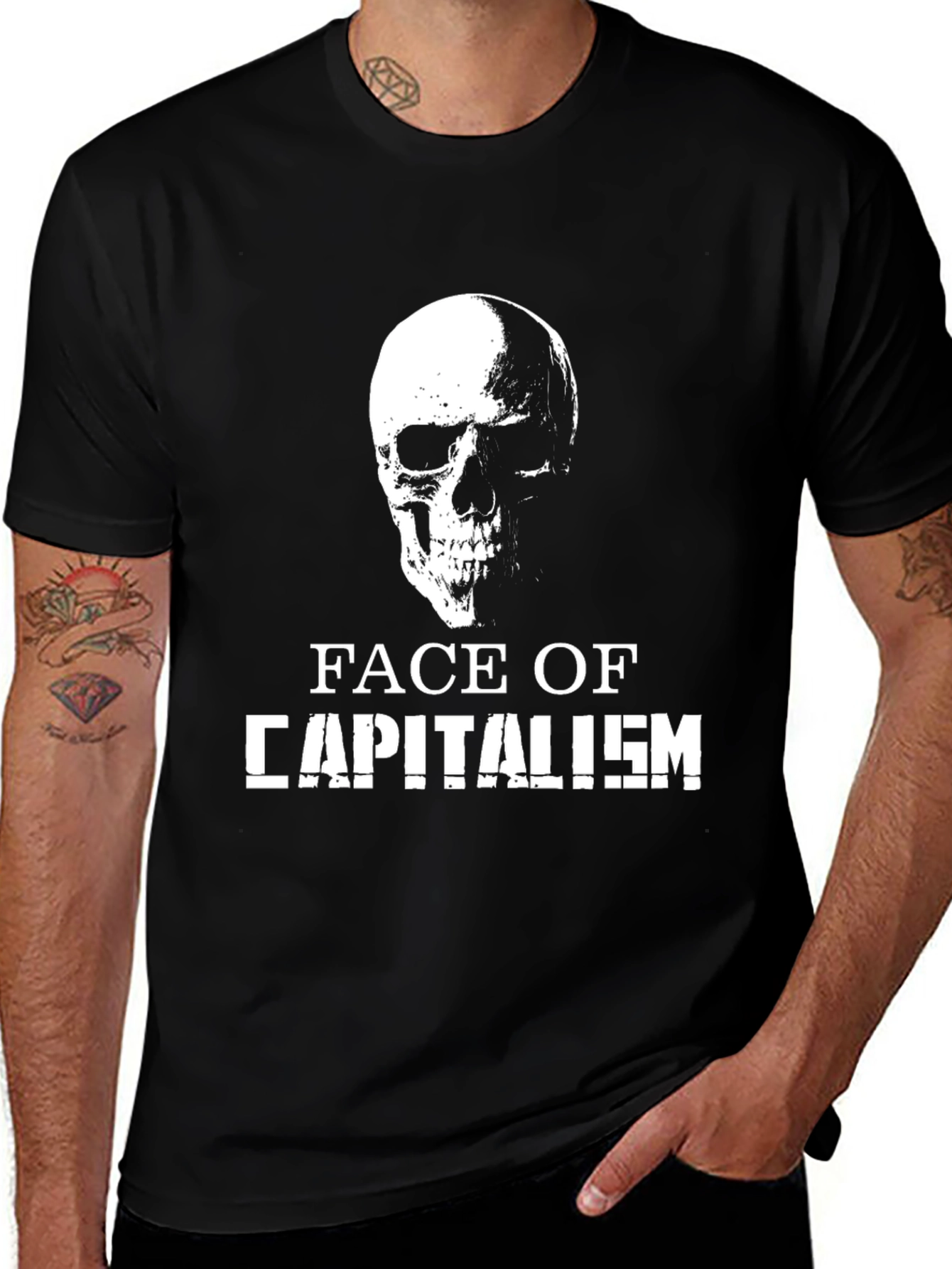 Black Face of Capitalism Black T-Shirt main image
