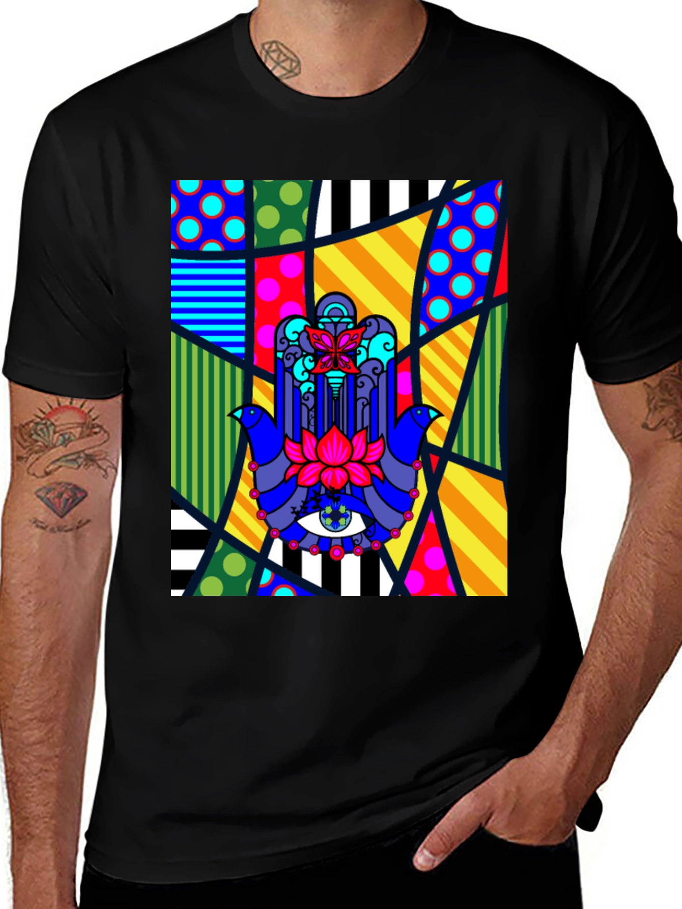 Variant 16 of Colorful Hamsa Hand Graphic Tee