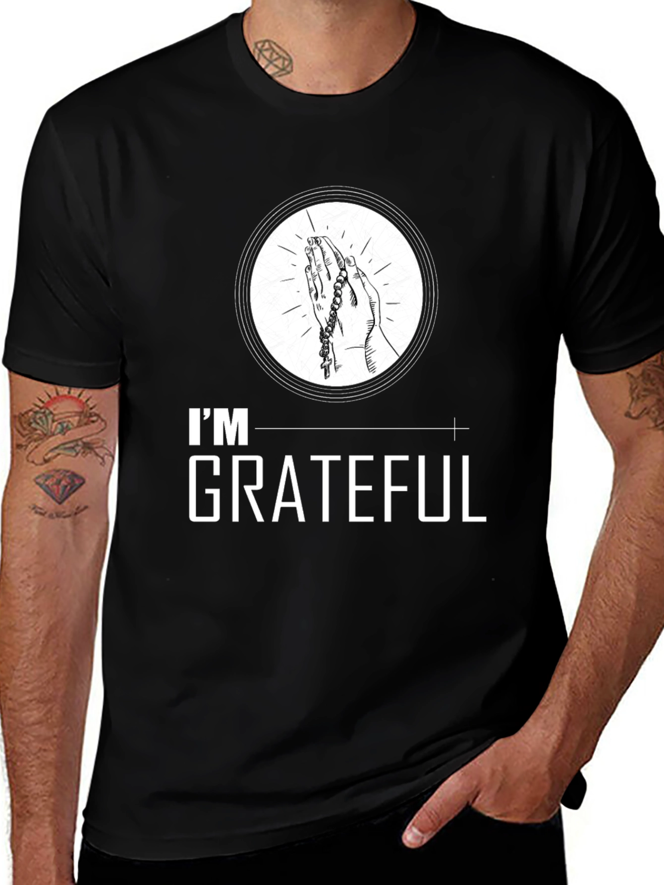 Variant 2 of I'm Grateful Black Graphic Tee