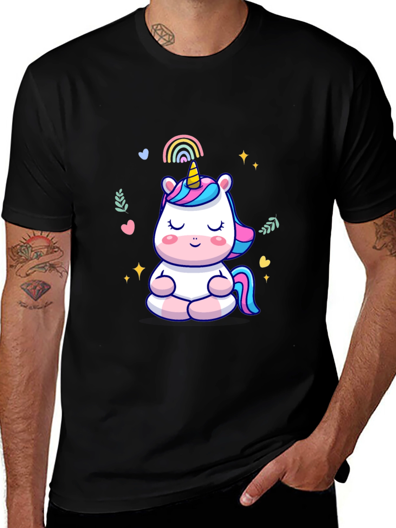 Variant 9 of Meditating Unicorn Graphic Tee - Black