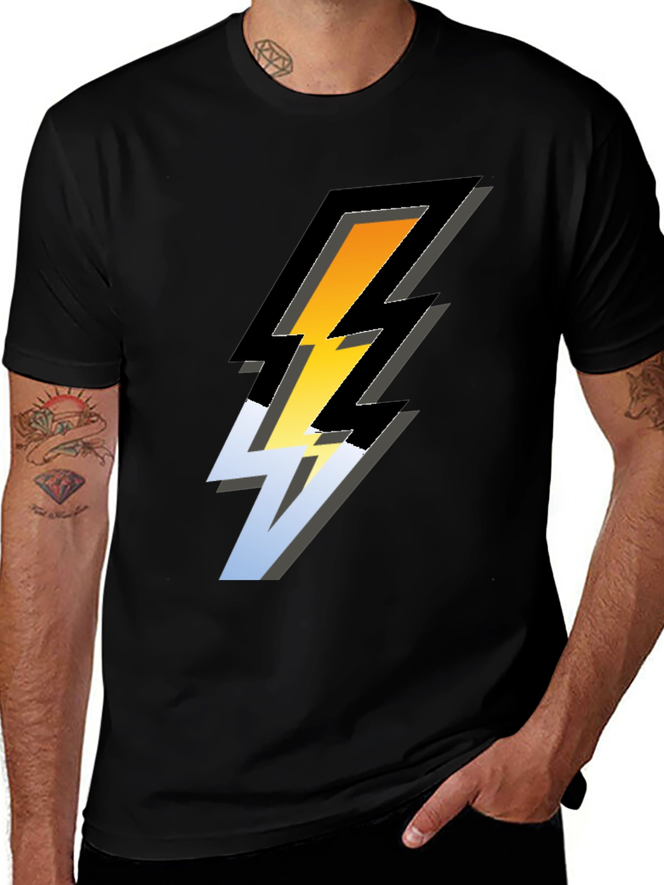 Variant 18 of Bold Lightning Bolt Graphic Tee - Black