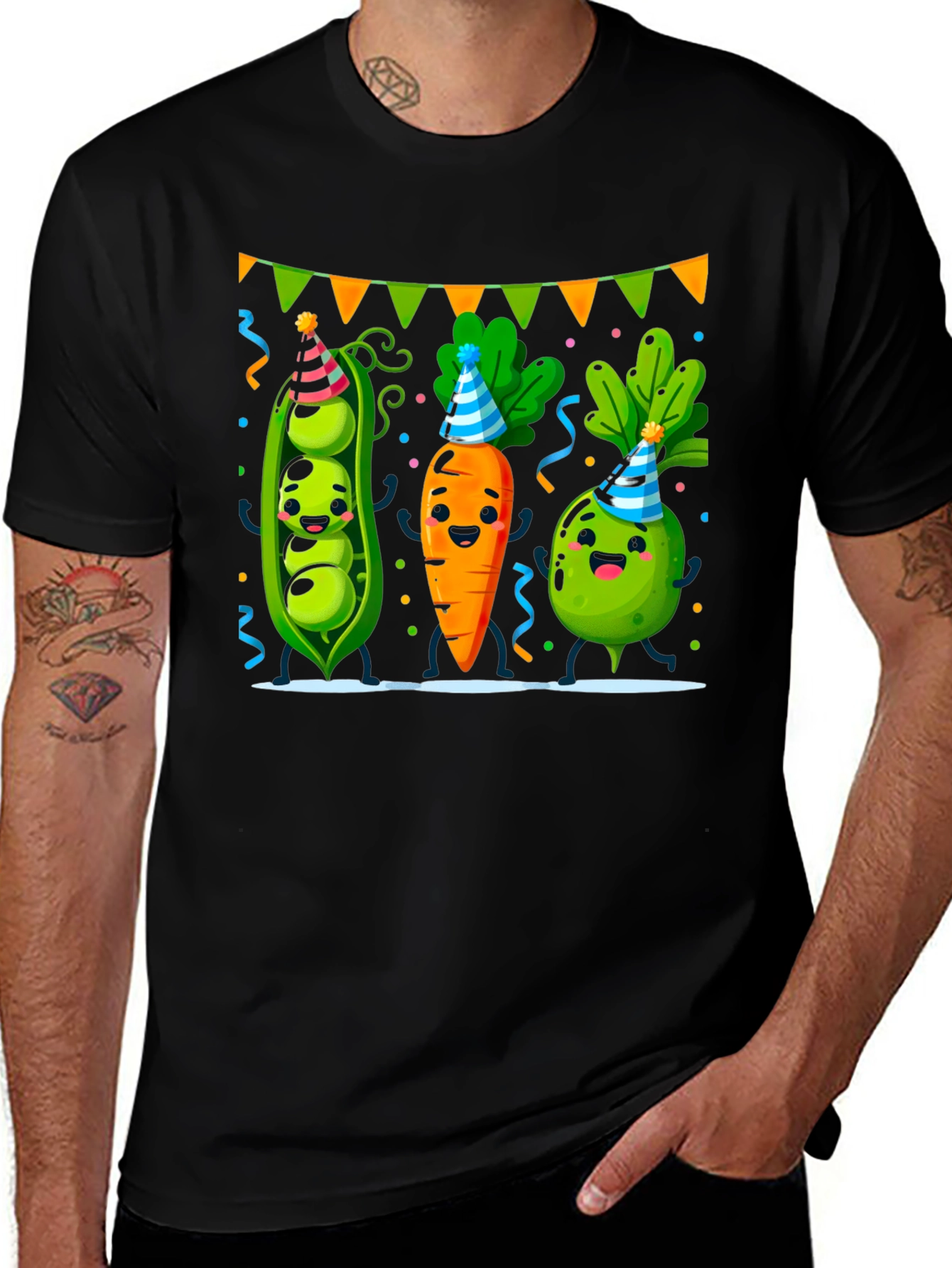 Variant 30 of Party Veggies Black T-Shirt