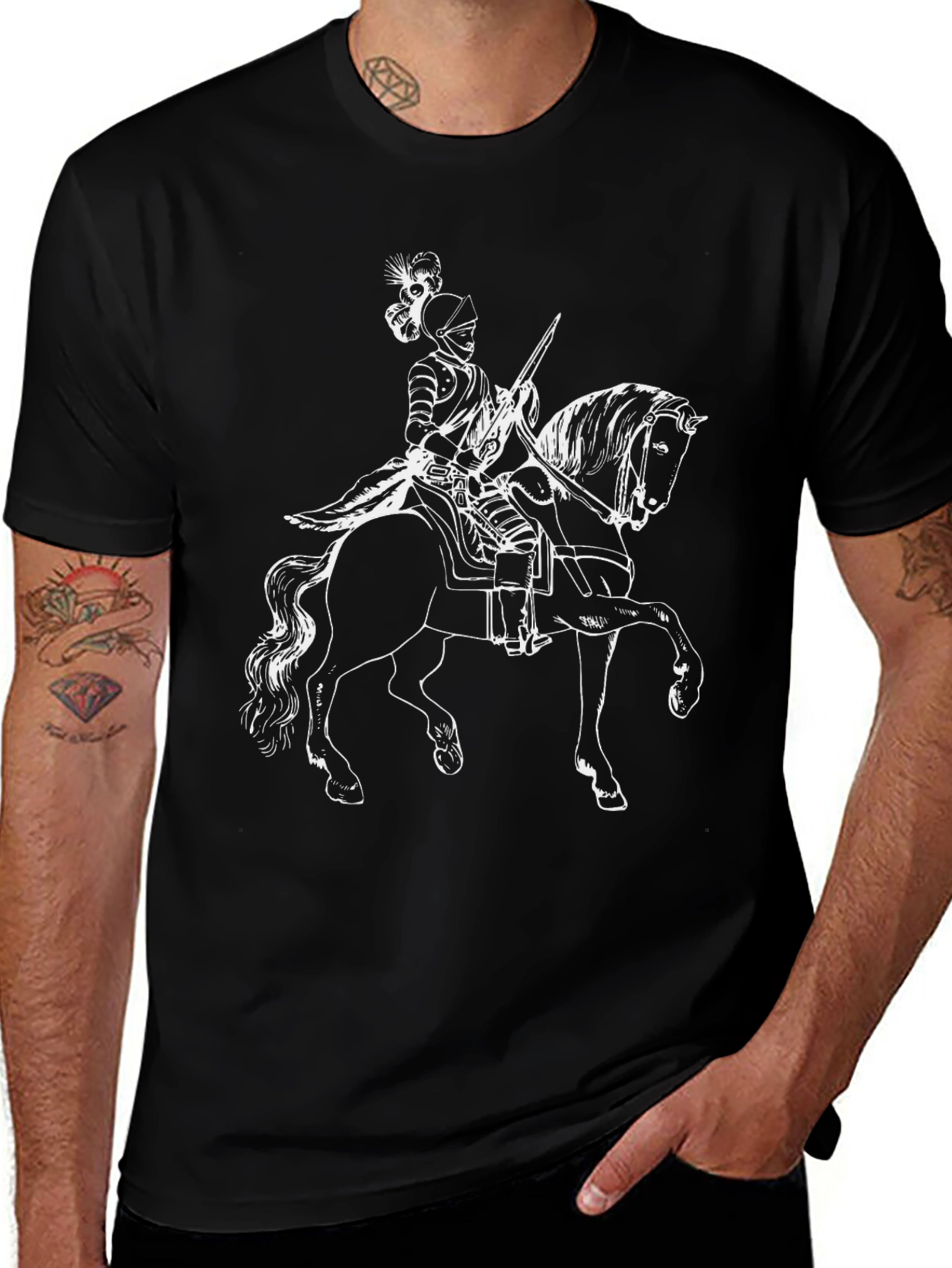Variant 9 of Knight on Horse T-Shirt - Black