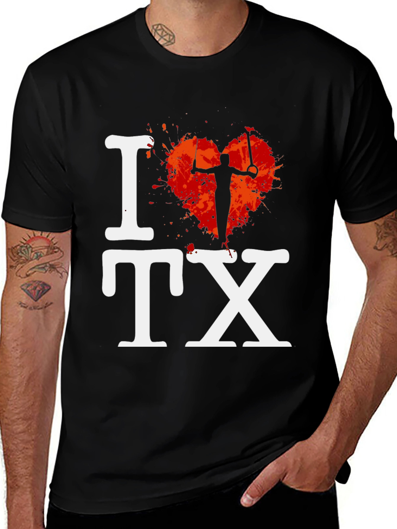 Variant 9 of I Love TX Gymnast Tee - Black