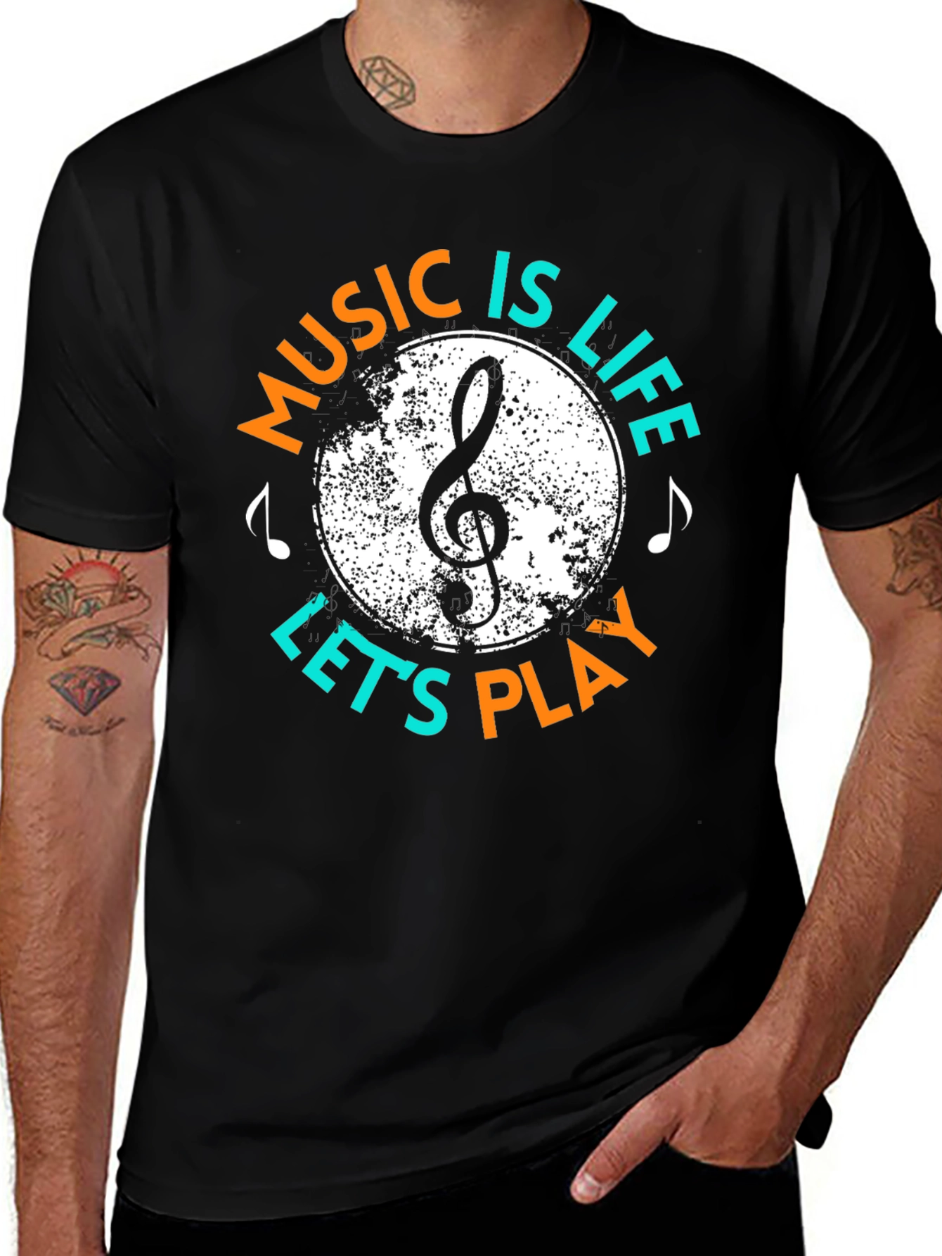 Variant 8 of Music Is Life T-Shirt - Black Crew Neck