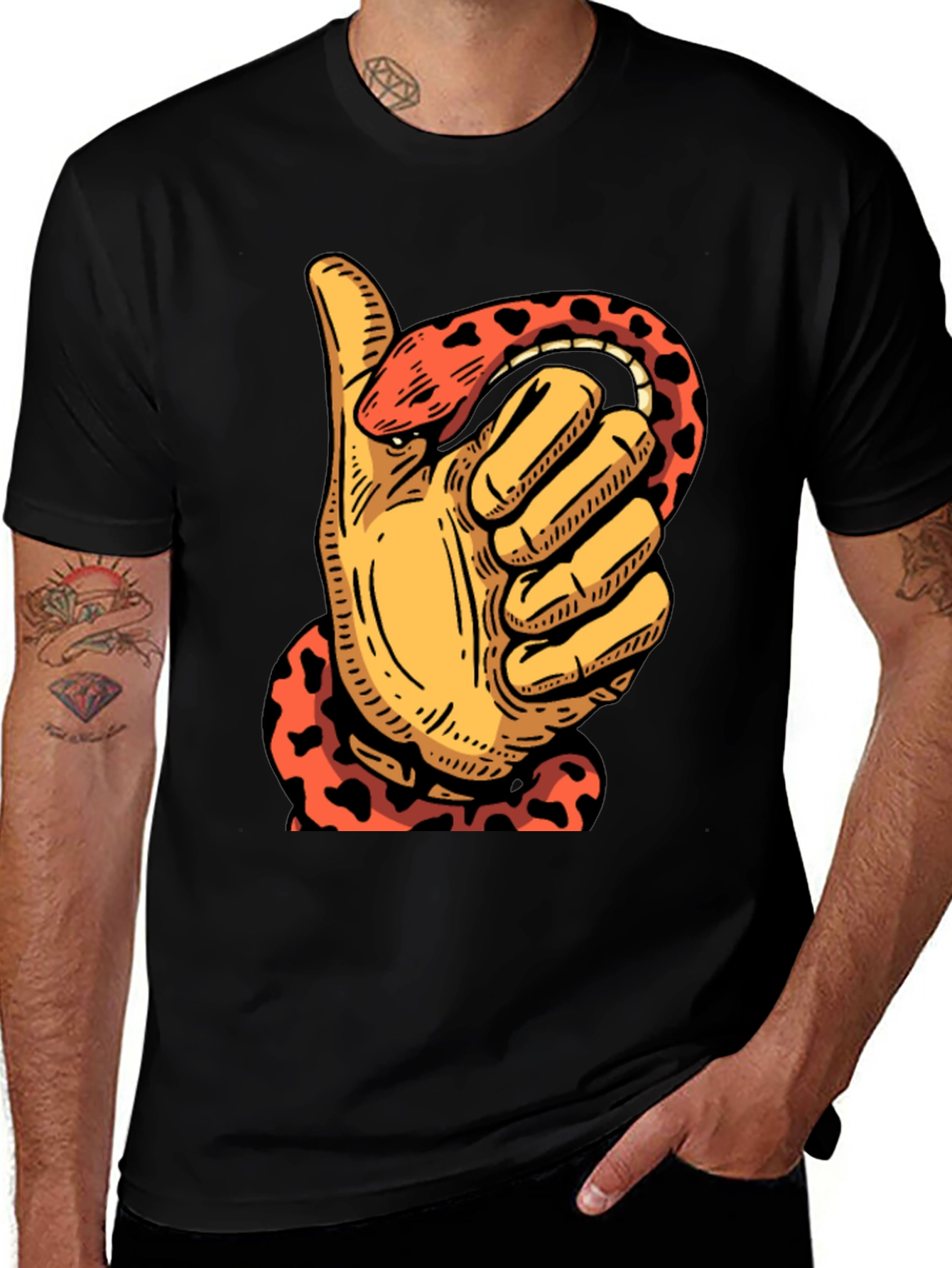 Variant 19 of Thumbs Up Snake T-Shirt - Men's Graphic Tee