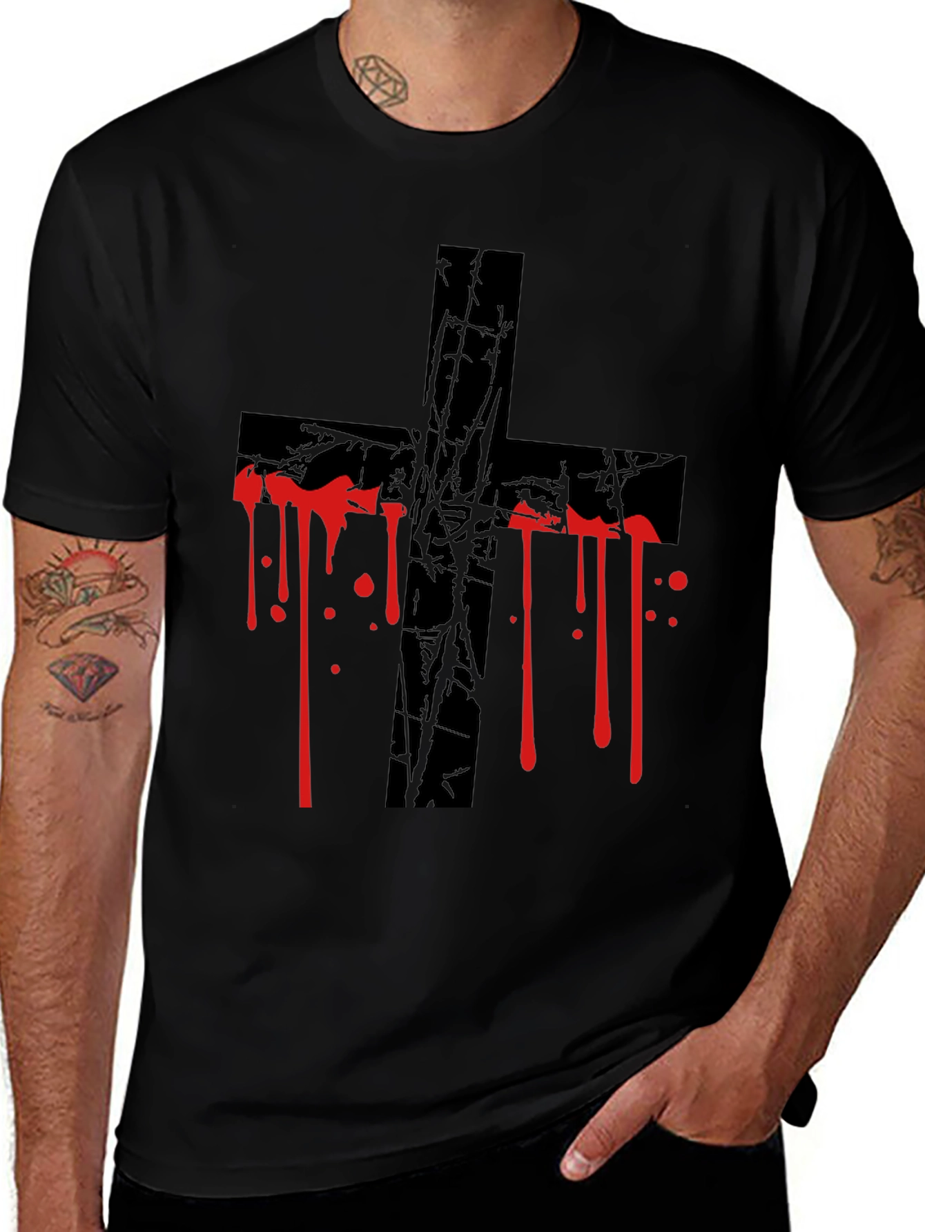 Gothic Drip Cross Graphic Tee