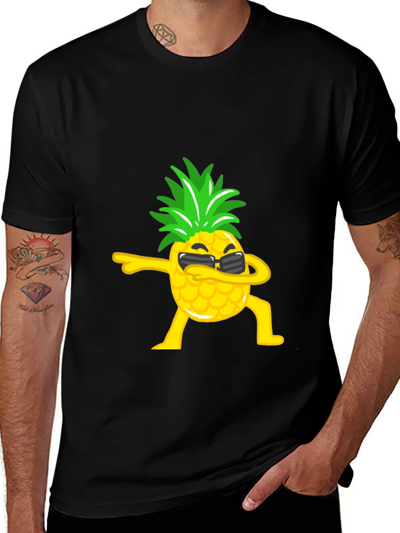Variant 23 of Dabbing Pineapple Graphic Tee - Black T-Shirt