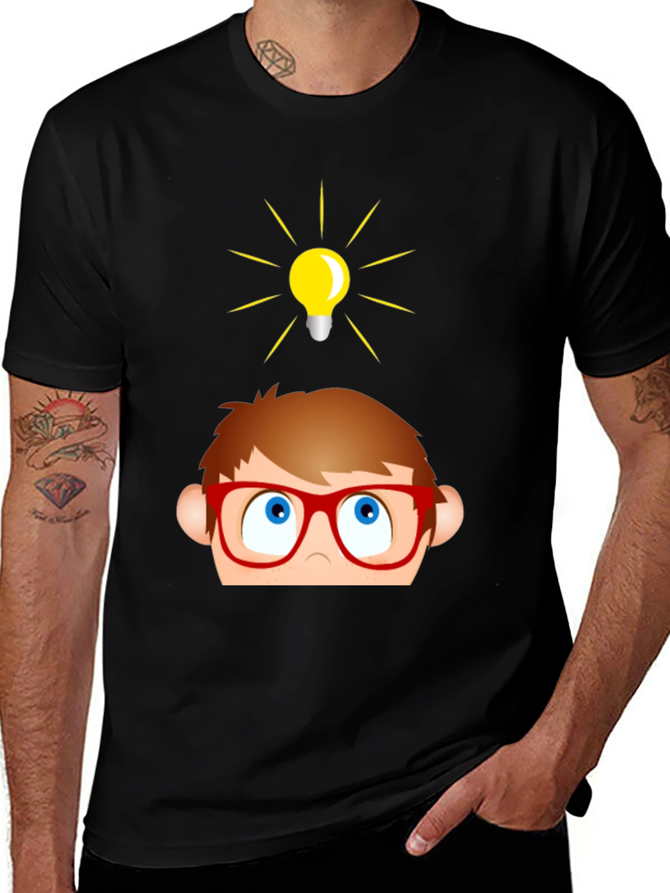 Variant 13 of Funny Cartoon Idea Light Bulb Graphic T-Shirt