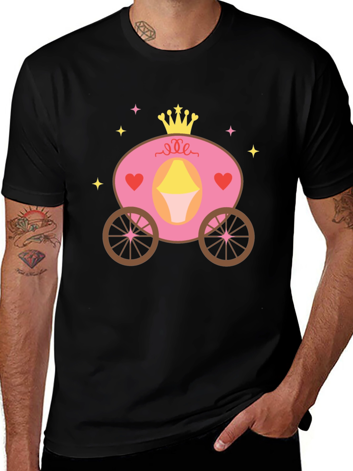 Variant 13 of Princess Carriage Graphic Tee - Black Cotton Blend