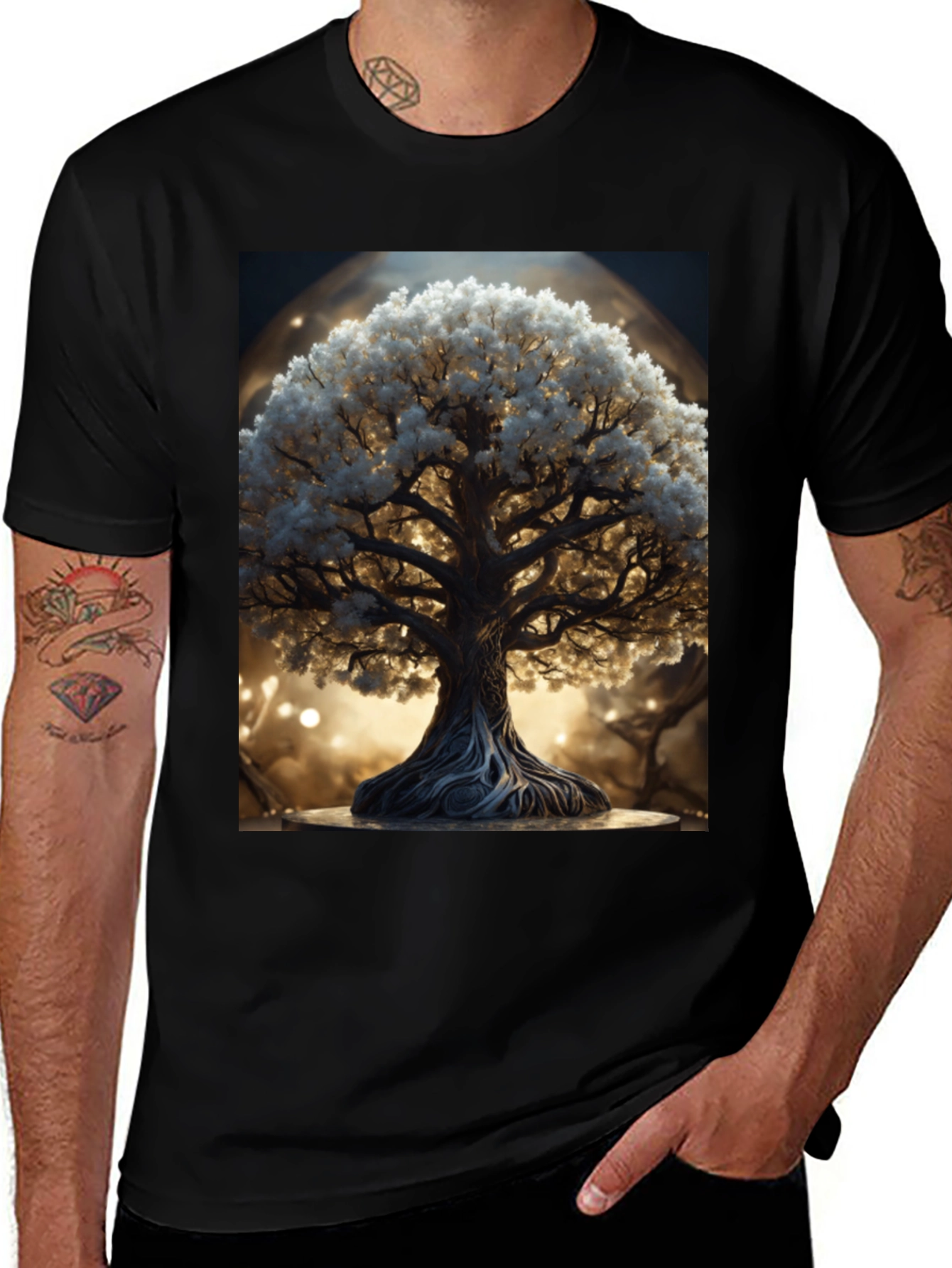 Variant 18 of Enchanted Tree Graphic Tee - Black
