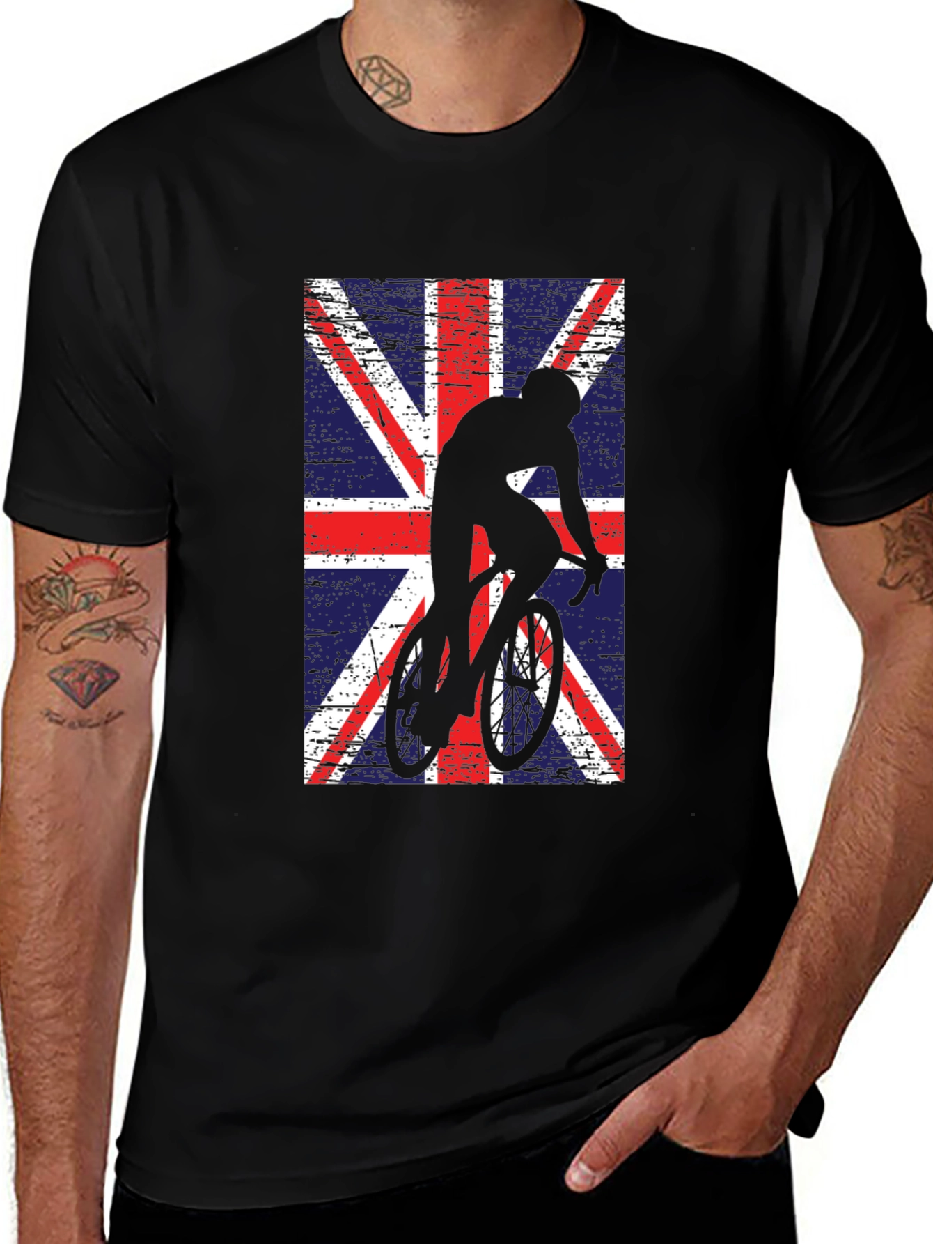 Variant 4 of Union Jack Cyclist Graphic Tee - Black