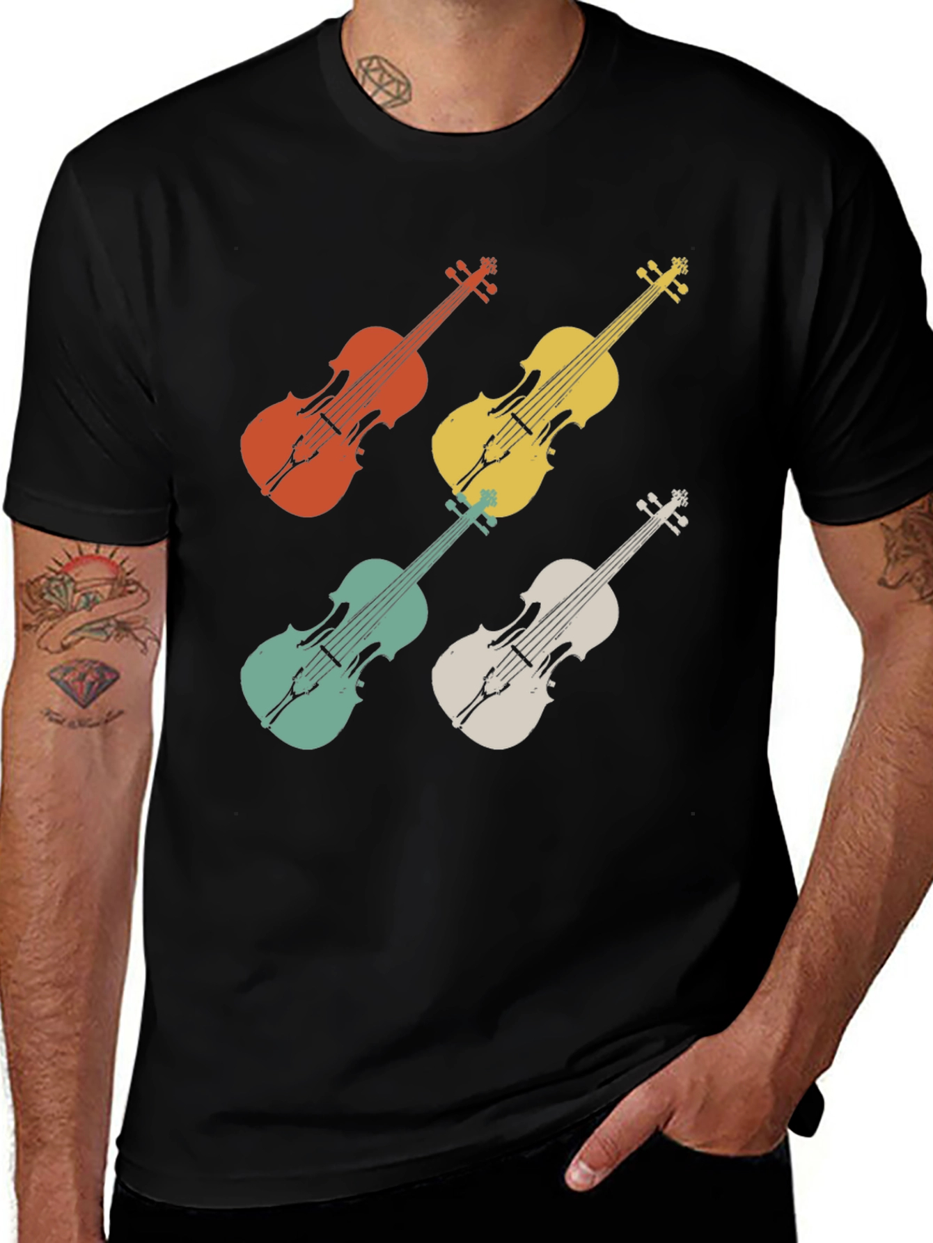 Variant 9 of Retro Violin T-Shirt - Musical Instrument Tee