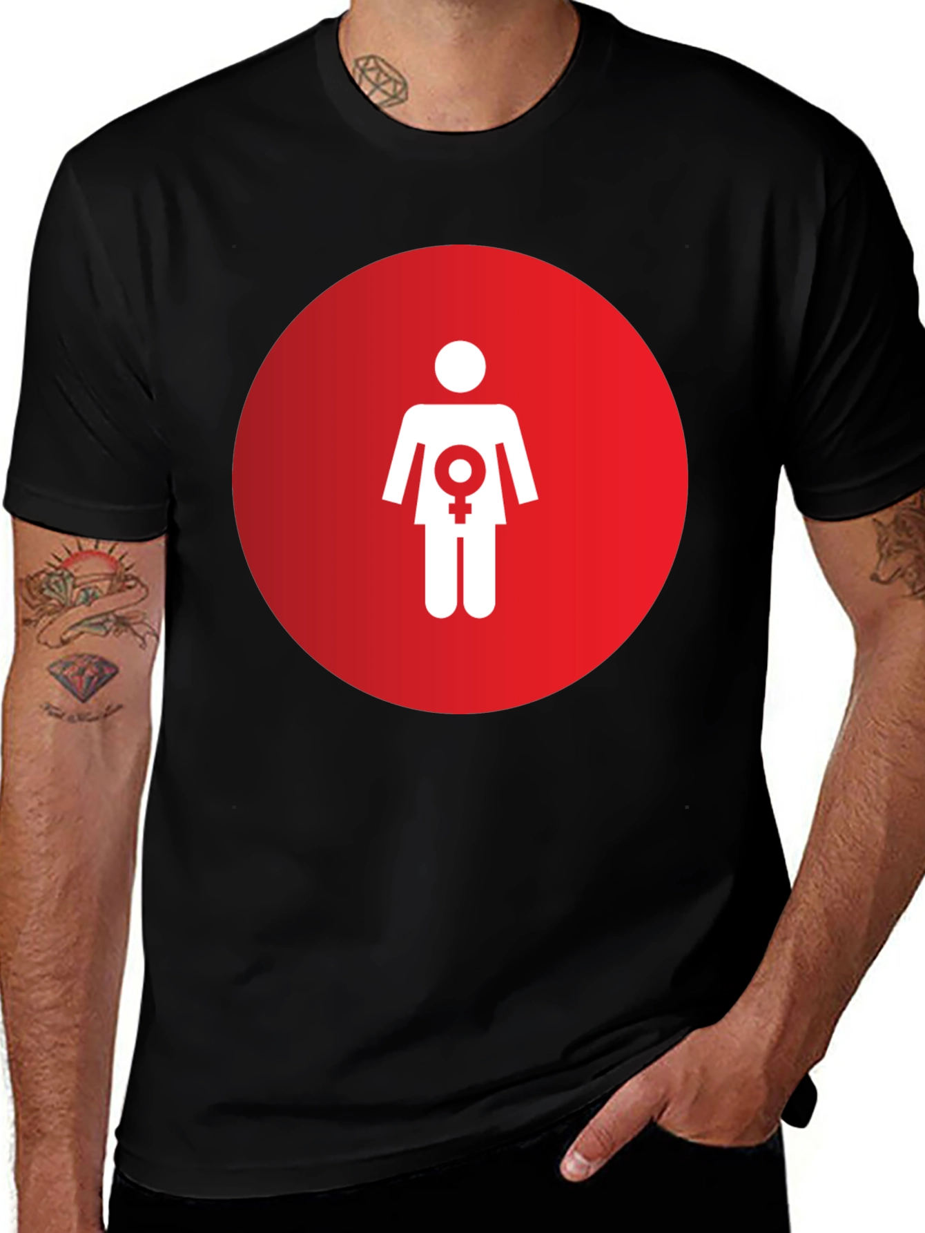 Variant 17 of Feminist Symbol T-Shirt - Red Circle Design