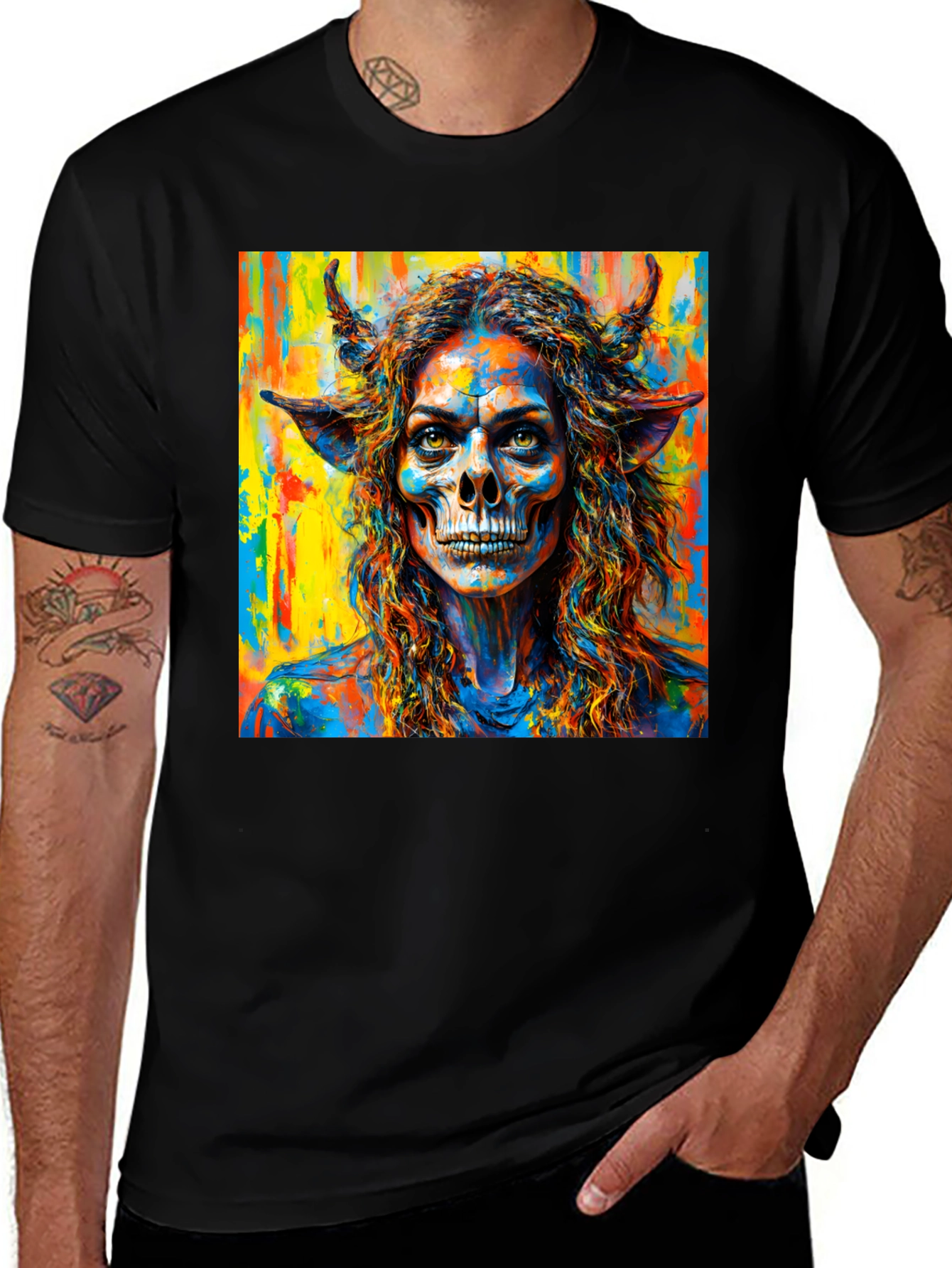Variant 23 of Skull Devil Woman Graphic Tee - Unique Art Shirt