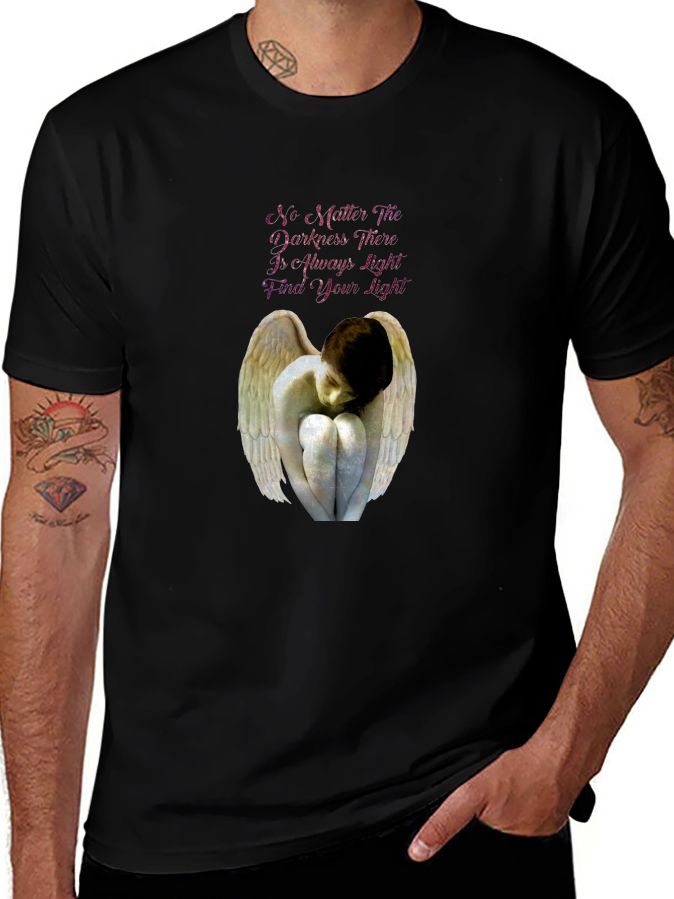 Variant 20 of Angel Graphic Print Black T-Shirt