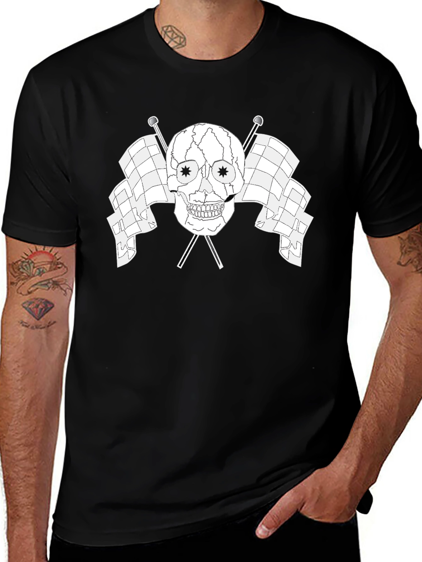 Variant 24 of Skull & Flags Graphic Tee - Black