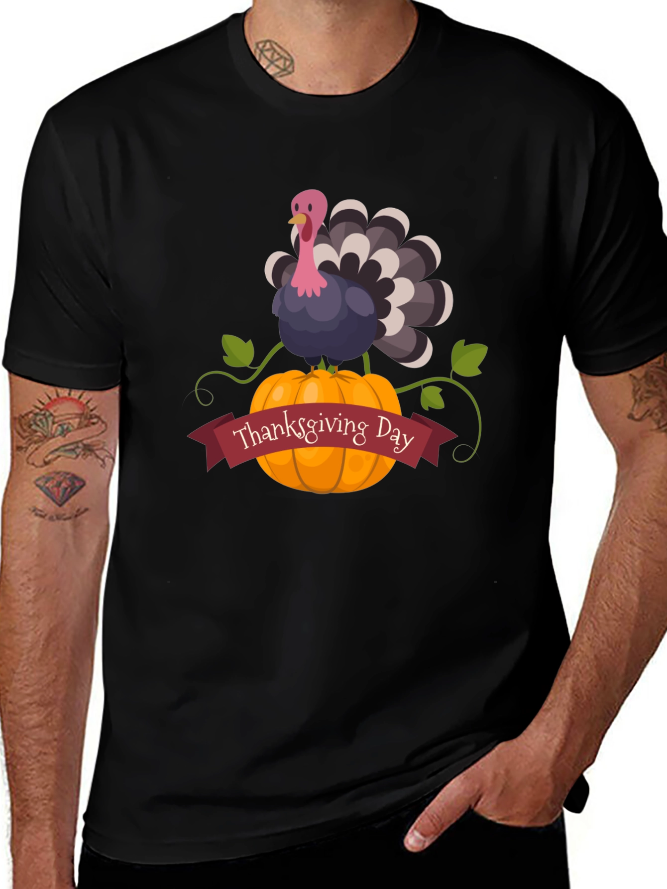Thanksgiving Day Turkey on Pumpkin Tee