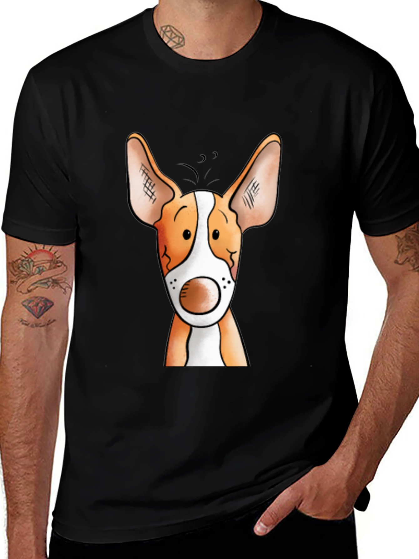 Variant 4 of Cute Dog Cartoon Graphic Tee - Unisex Black T-Shirt