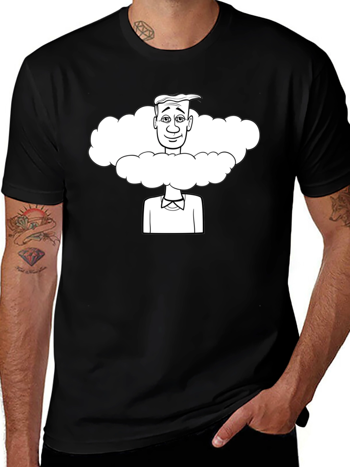 Variant 10 of Cartoon Cloud Head T-Shirt - Black