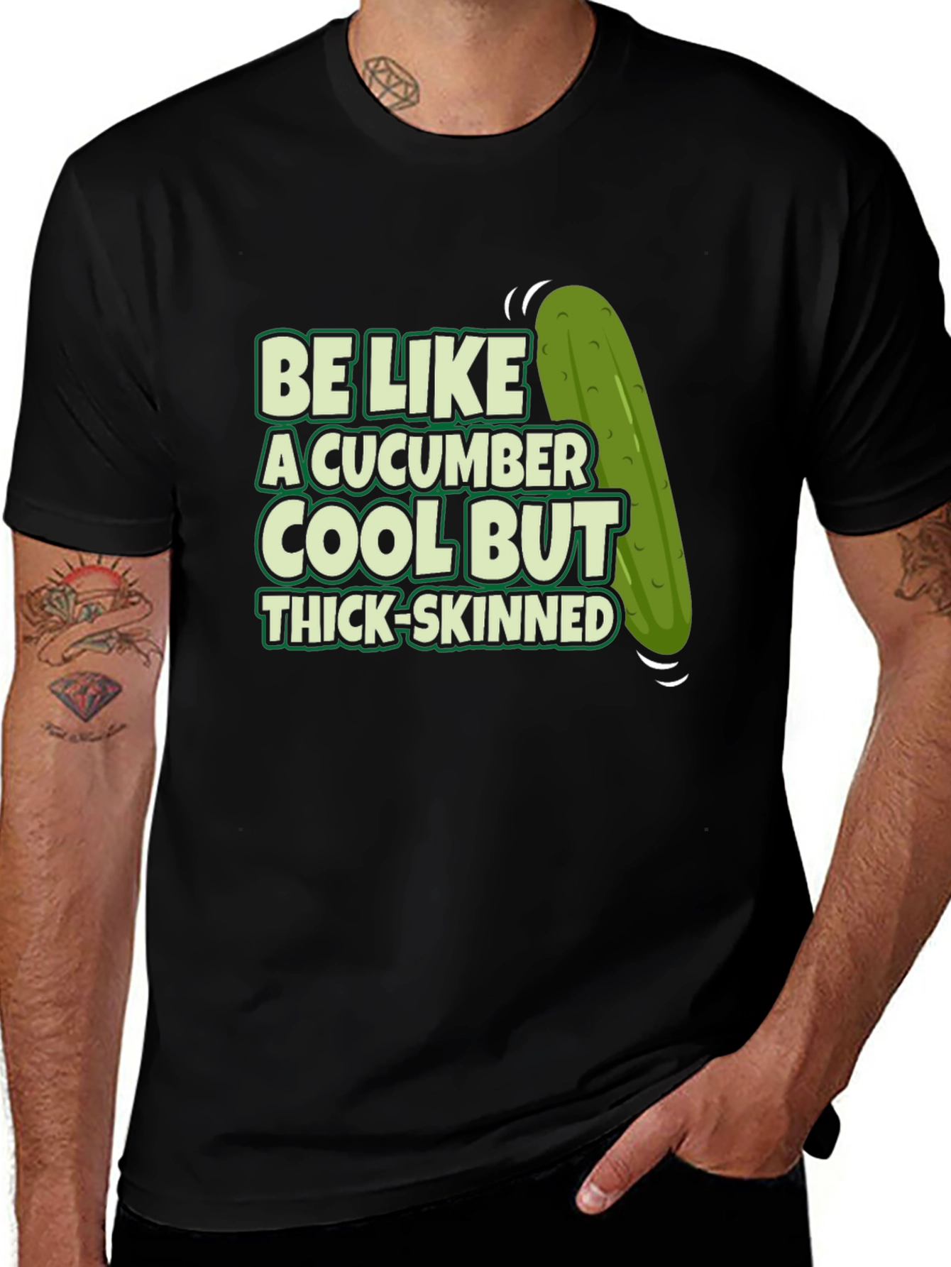 Variant 2 of Cucumber Cool Thick-Skinned Black T-Shirt